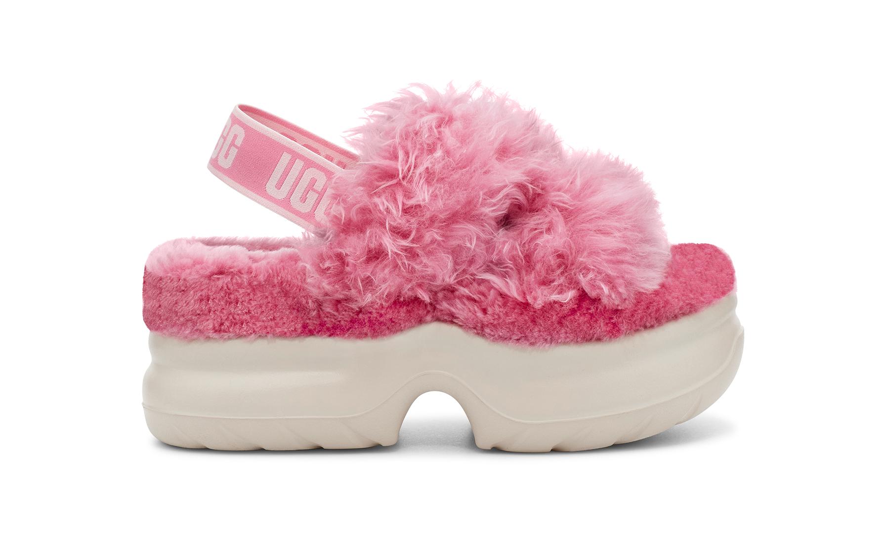 UGG Fluff Sugar Platform Sandals in Pink | Lyst