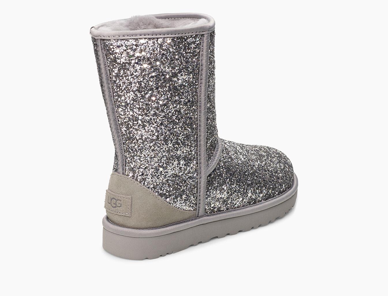 UGG Leather W Classic Short Sequin Silver in Metallic - Save 56% | Lyst