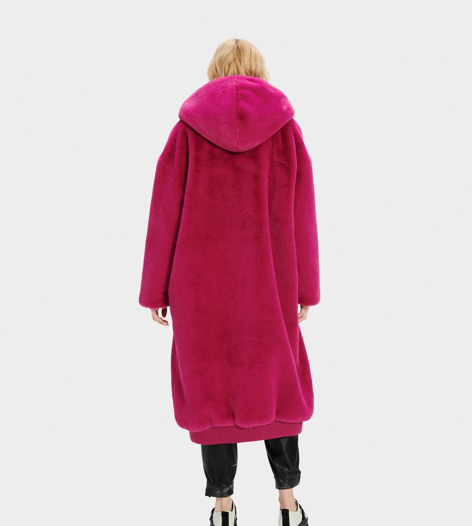 UGG Koko Oversized Faux Fur Coat Faux-fur in Red | Lyst