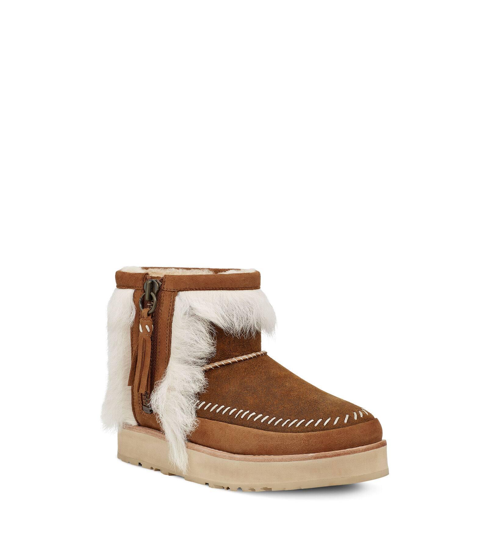 UGG Leather Fluff Punk Boot in Chestnut (Brown) | Lyst