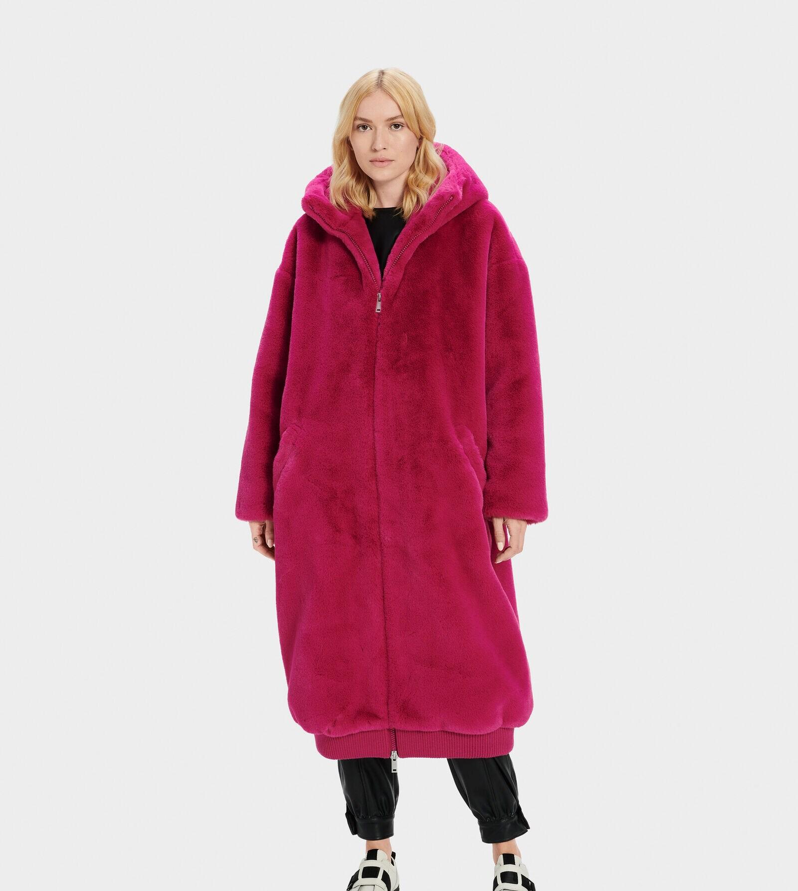 UGG Koko Oversized Faux Fur Coat Faux-fur in Red | Lyst
