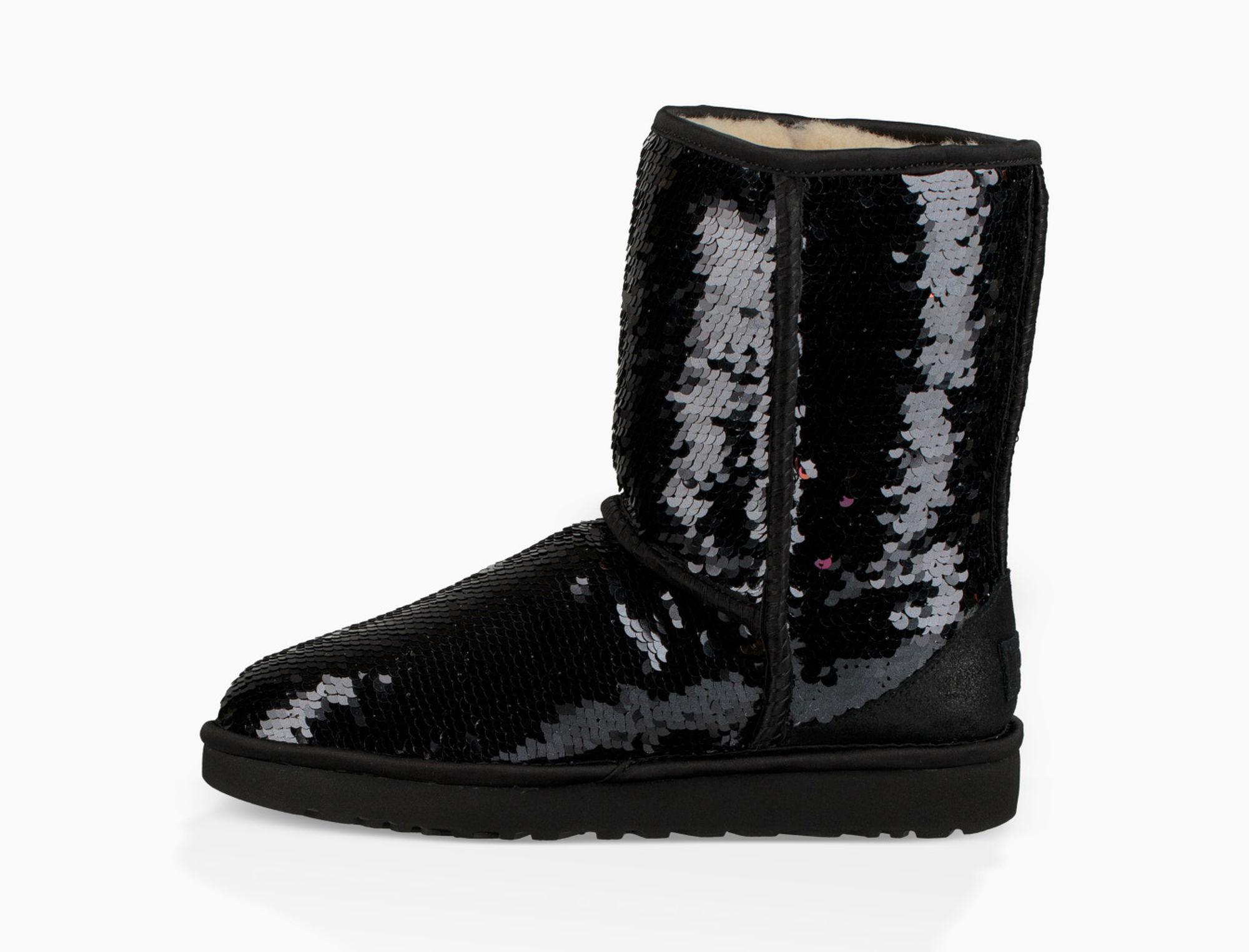 UGG Wool Classic Short Sequin Boot Classic Short Sequin Boot in Black | Lyst