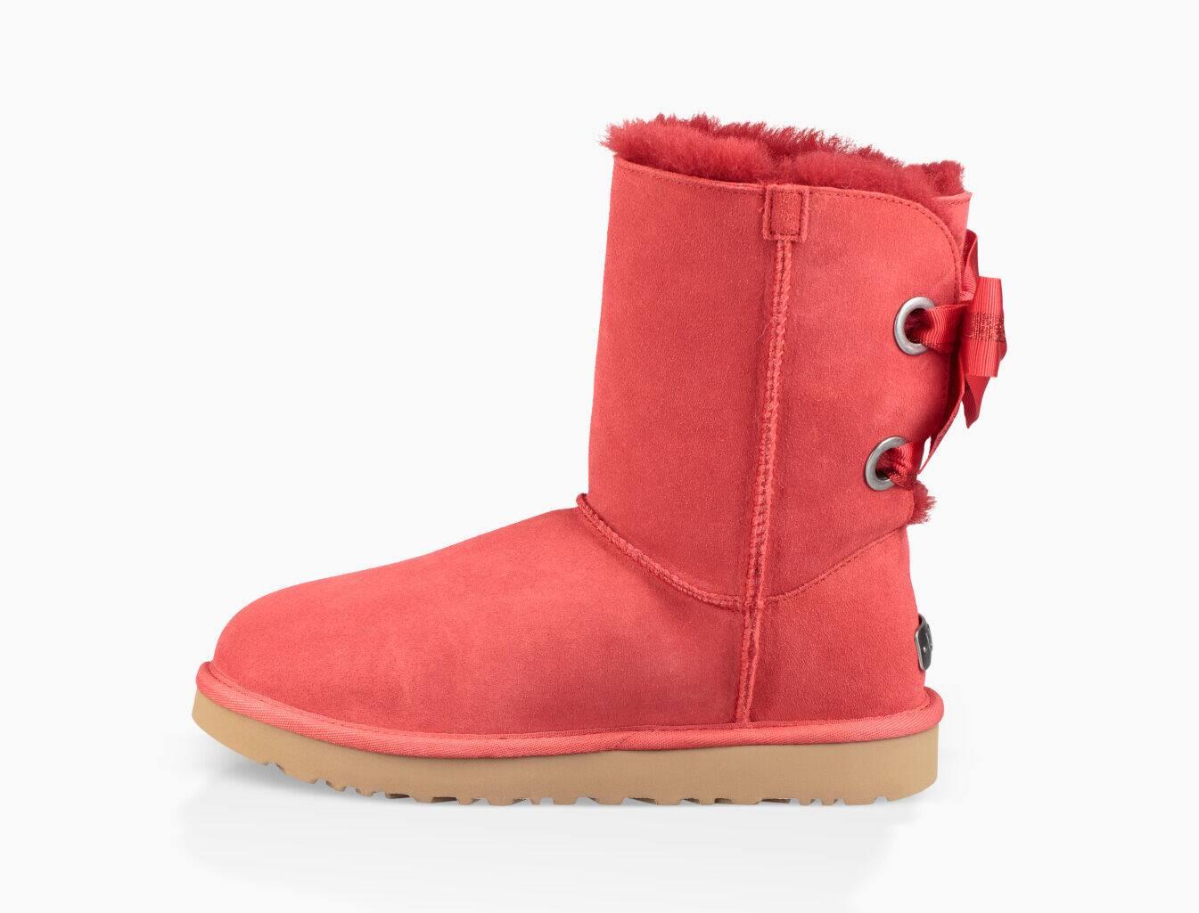 UGG Suede Customizable Bailey Bow Short Boot in Red | Lyst