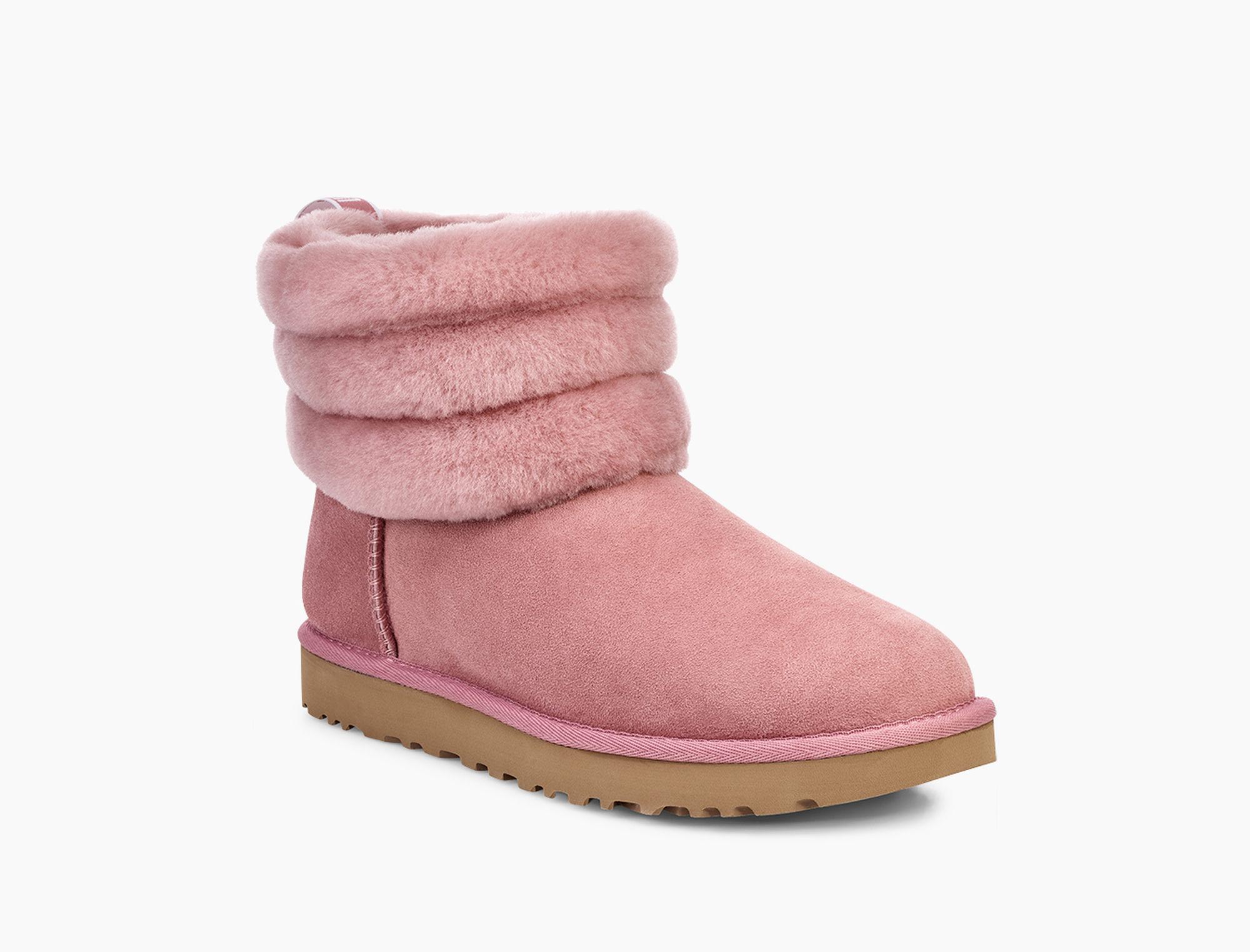 classic mini fluff quilted boot pink