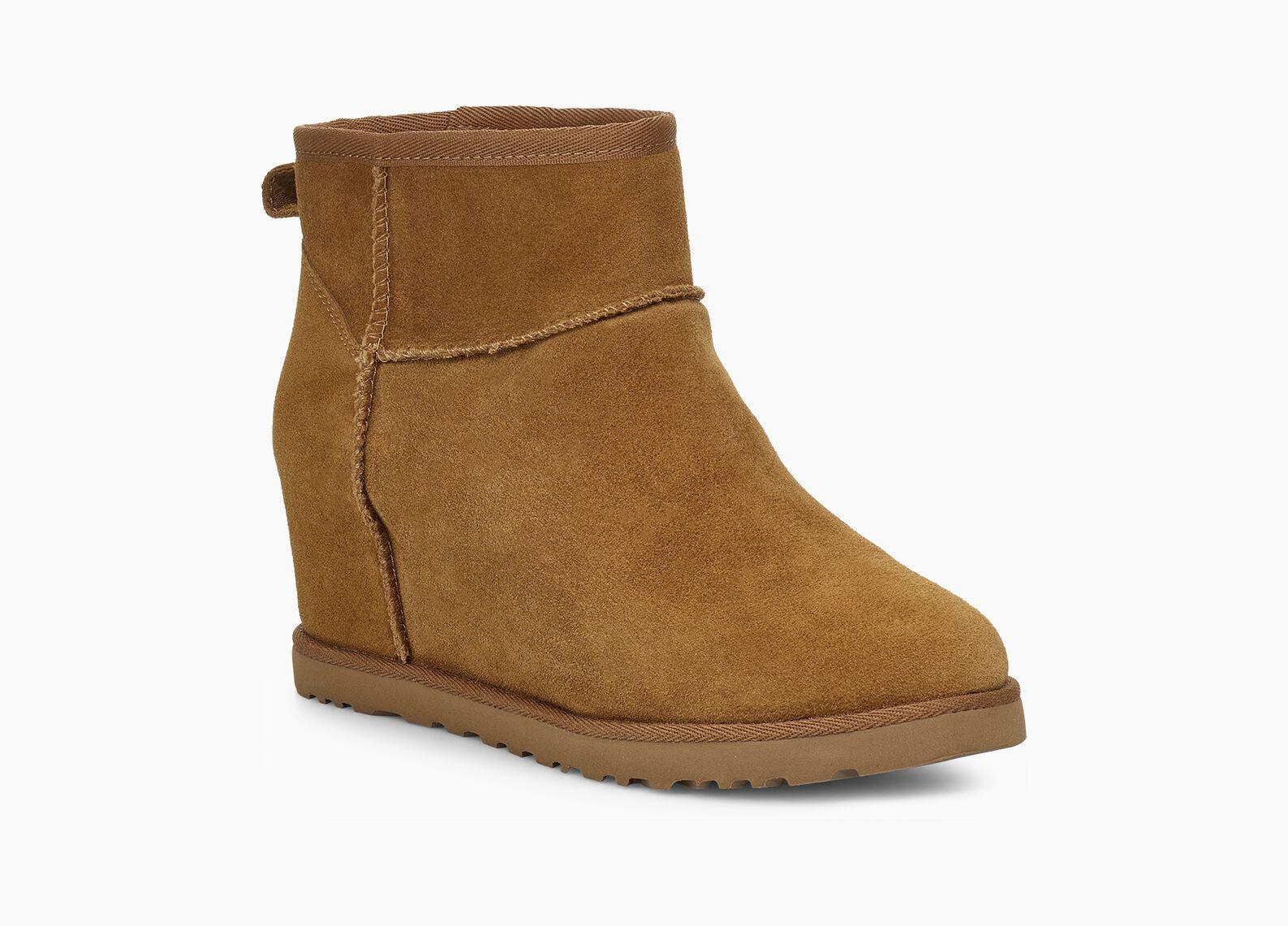 UGG Classic Femme Mini Suede Wedge Boots in Chestnut (Brown) - Save 66% |  Lyst