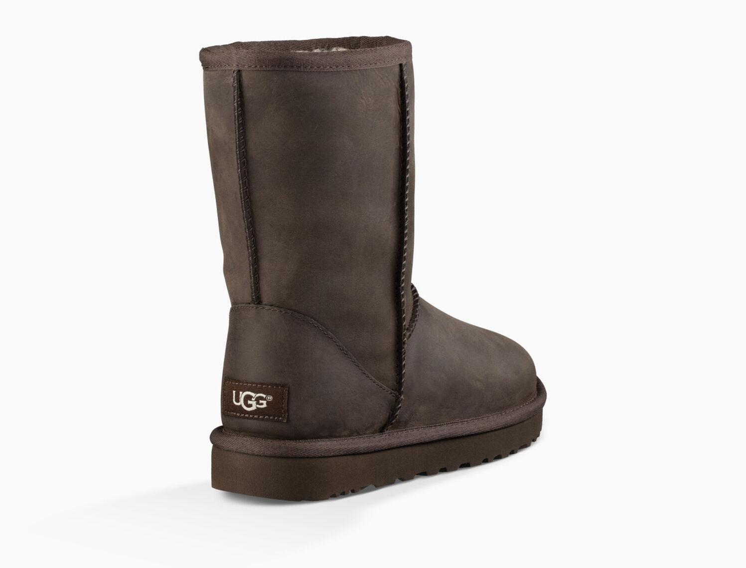 Ugg classic best sale short leather brownstone