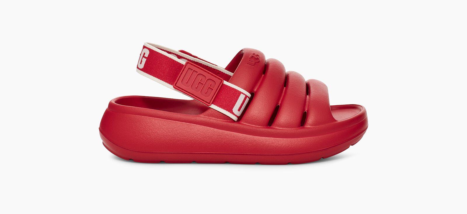Uggs slides red top