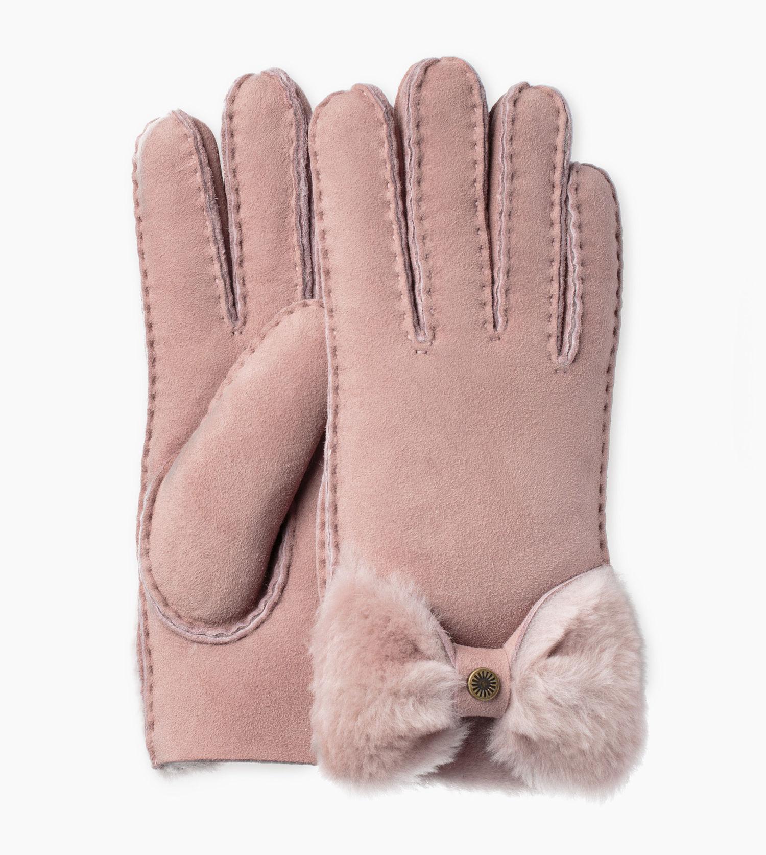 UGG Fur Women's Sheepskin Bow Glove in Pink - Lyst