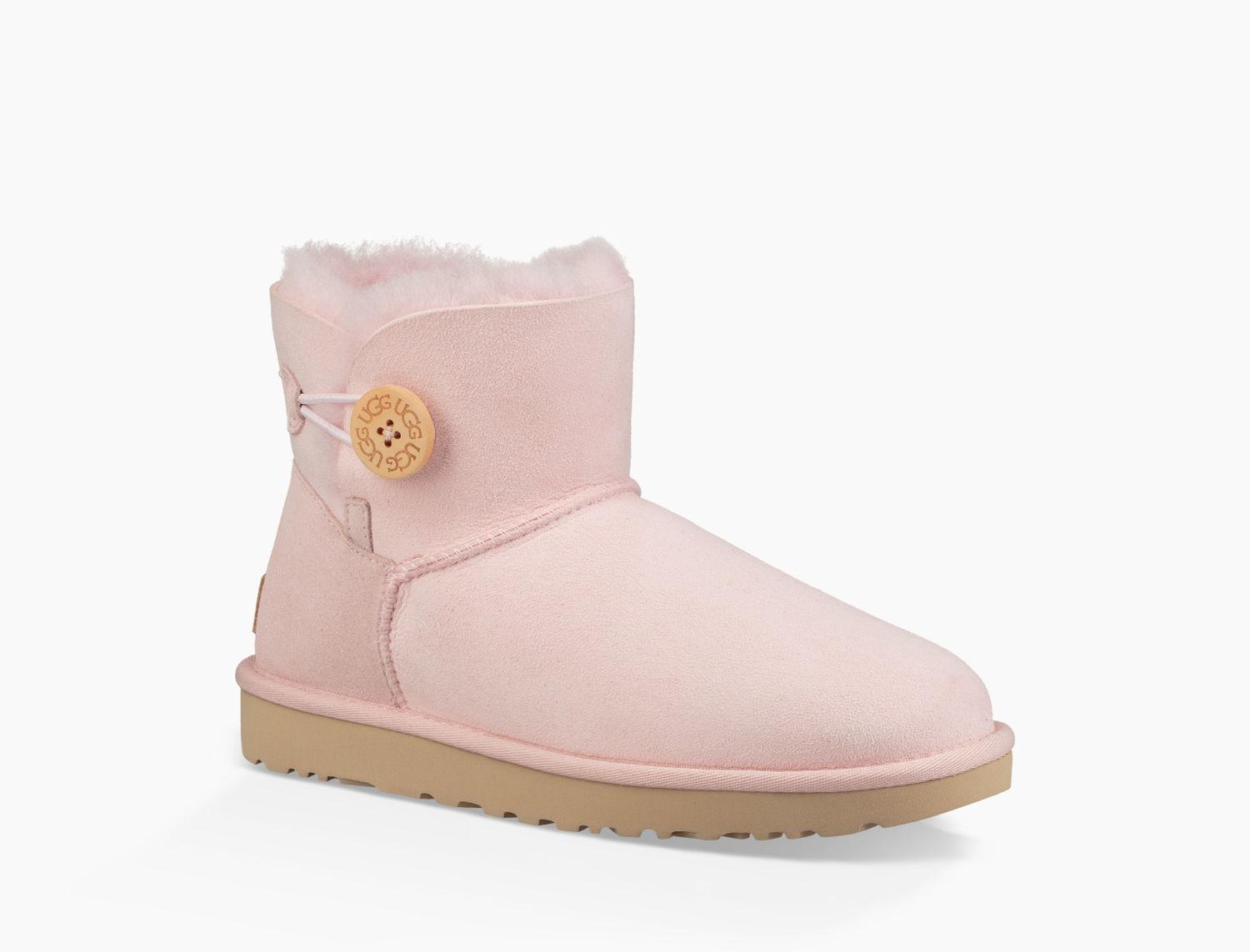 UGG Suede Women's Mini Bailey Button Ii Boot in Seashell Pink (Pink) - Lyst