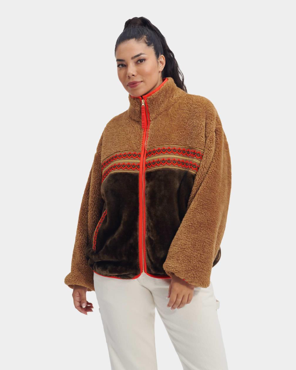 UGG Marlene Fluff Jacket Heritage Braid Faux Fur/fleece | Lyst UK