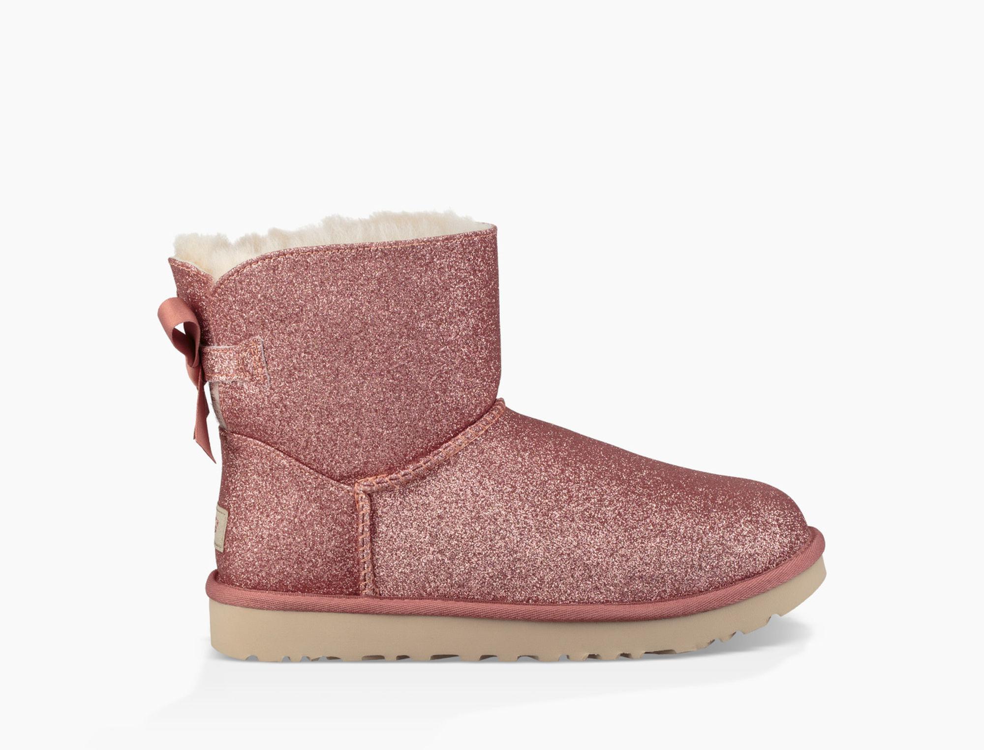 UGG Mini Bailey Bow Sparkle Boot in Pink | Lyst