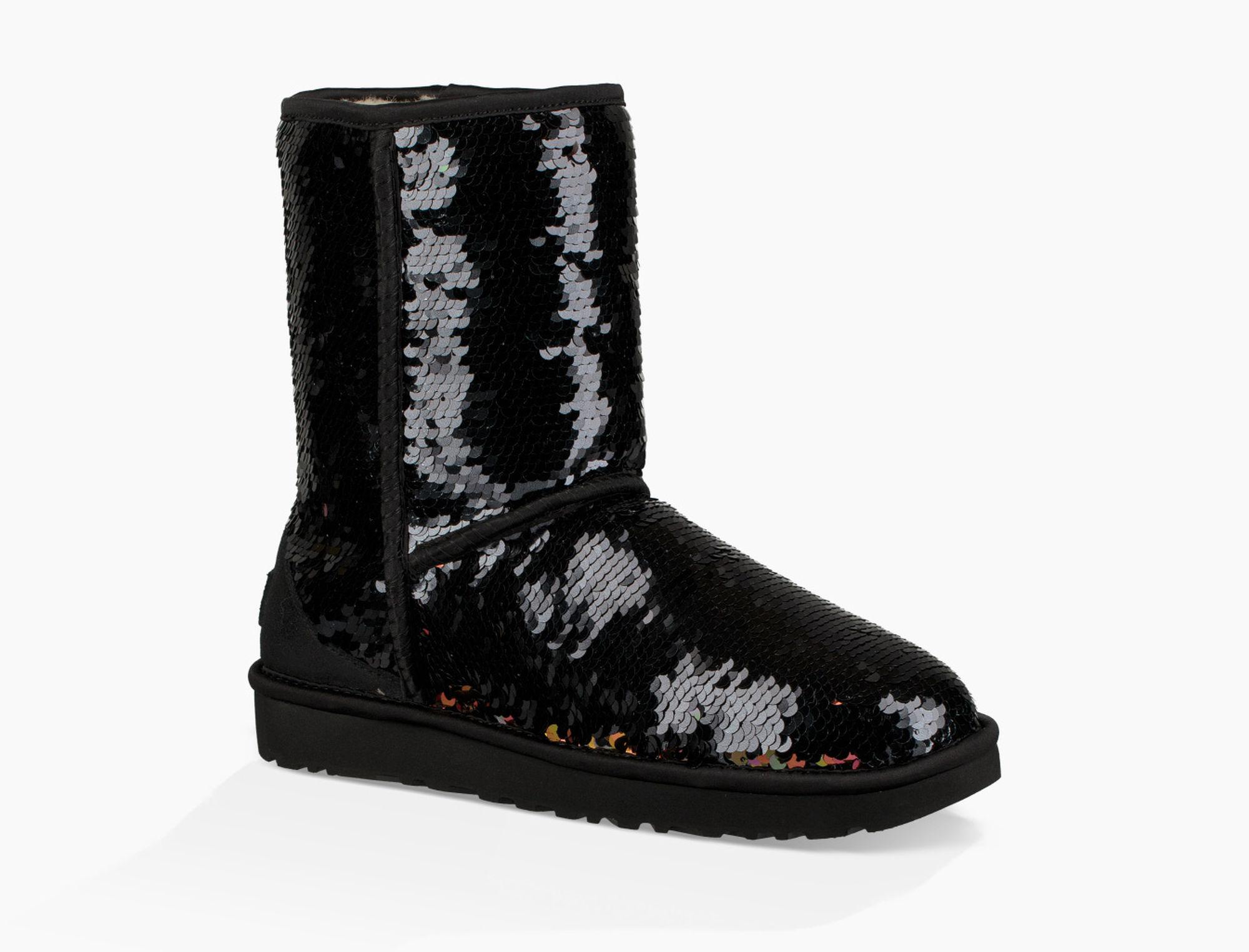 UGG Classic Short Sequin Boot Classic Short Sequin Boot in Black | Lyst