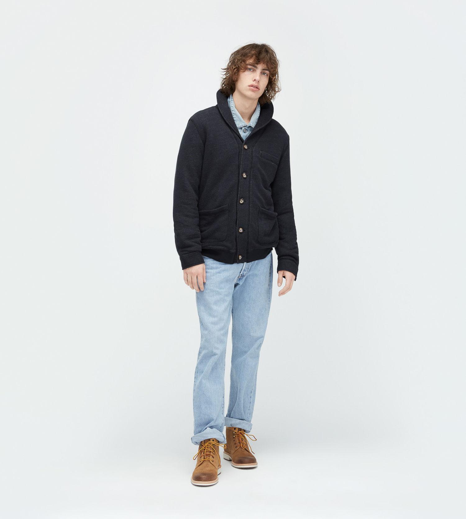 UGG Cotton Men's Sherpa Lined Shawl Cardigan in Black for