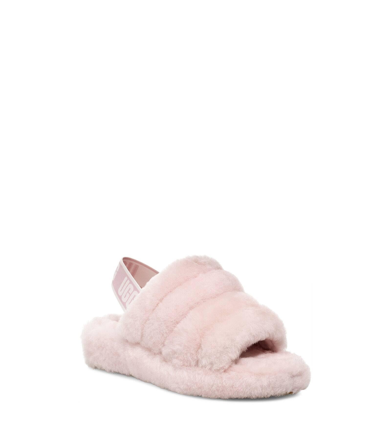 pink ugg fluffy slippers
