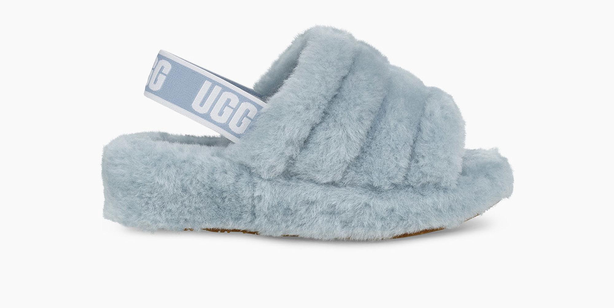 UGG Fluff Yeah Logo Slide in Blue | Lyst