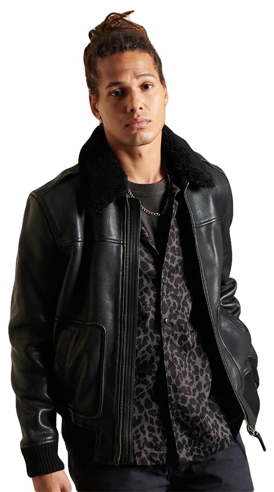 superdry leather bomber jacket