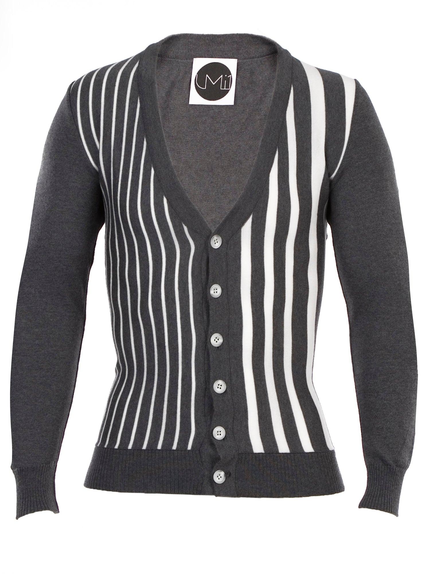 U.Mi-1 Striped Woollen Cardigan in Black for Men | Lyst