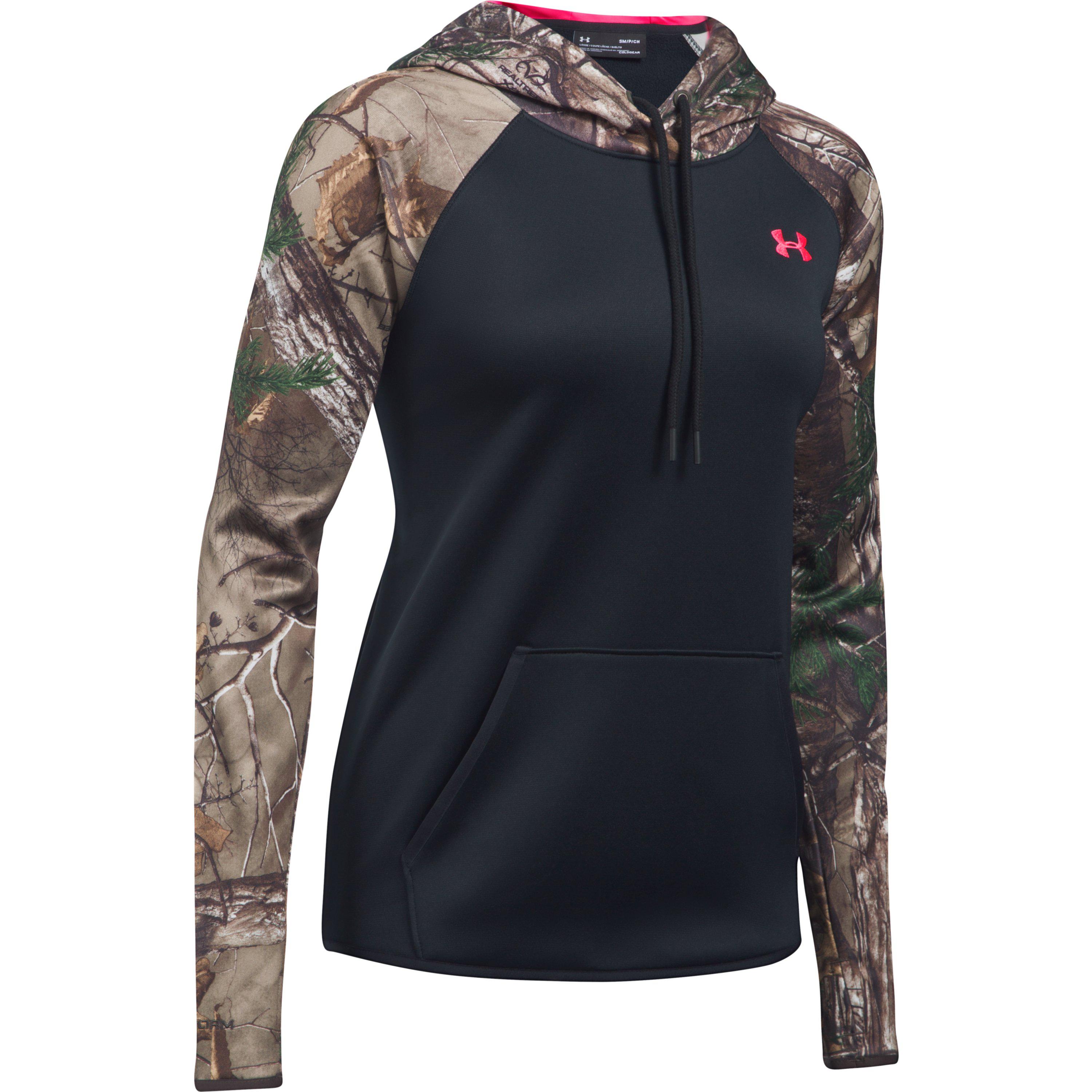 black and pink camo under armour hoodie