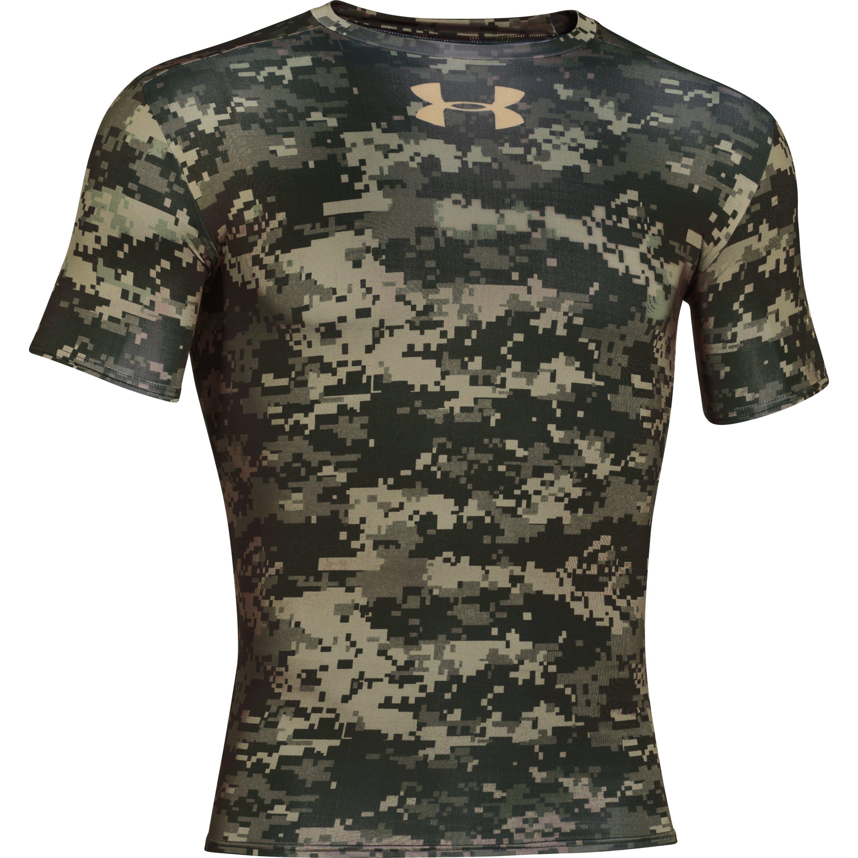 Under Armour Synthetic Digi Woodland Camo Compression S/S Tee in Green ...
