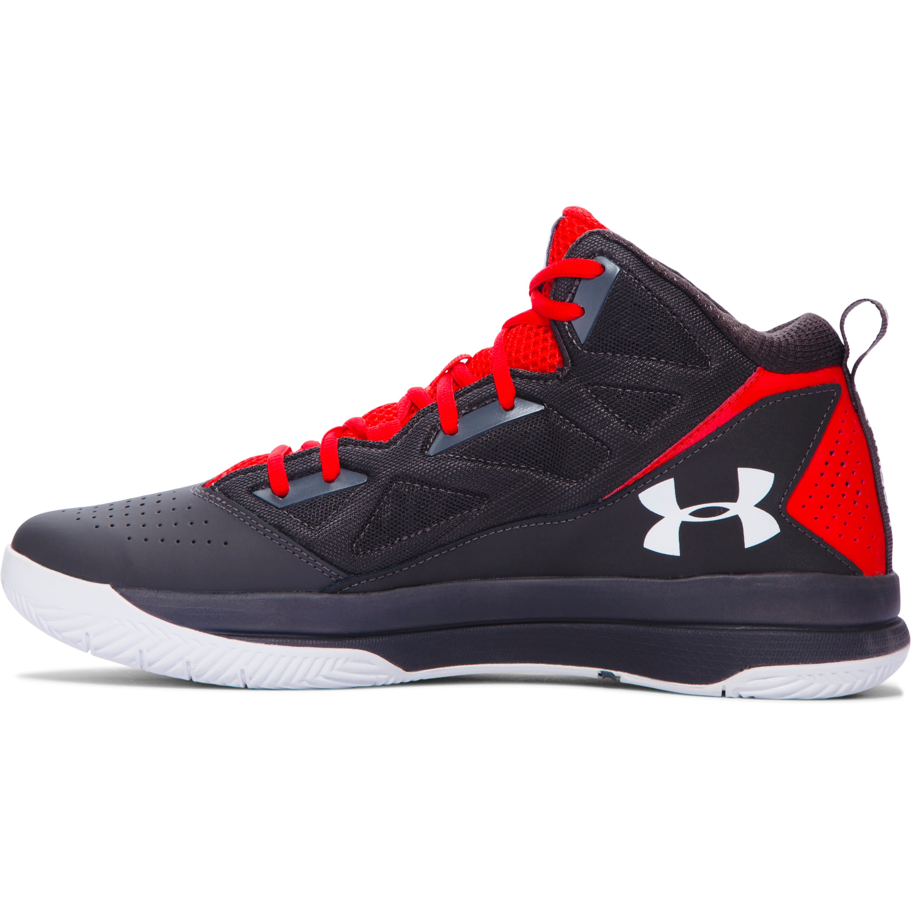 Under Armour Mens UA Jet Mid Basketball Shoe Red Sports Breathable Lightweight