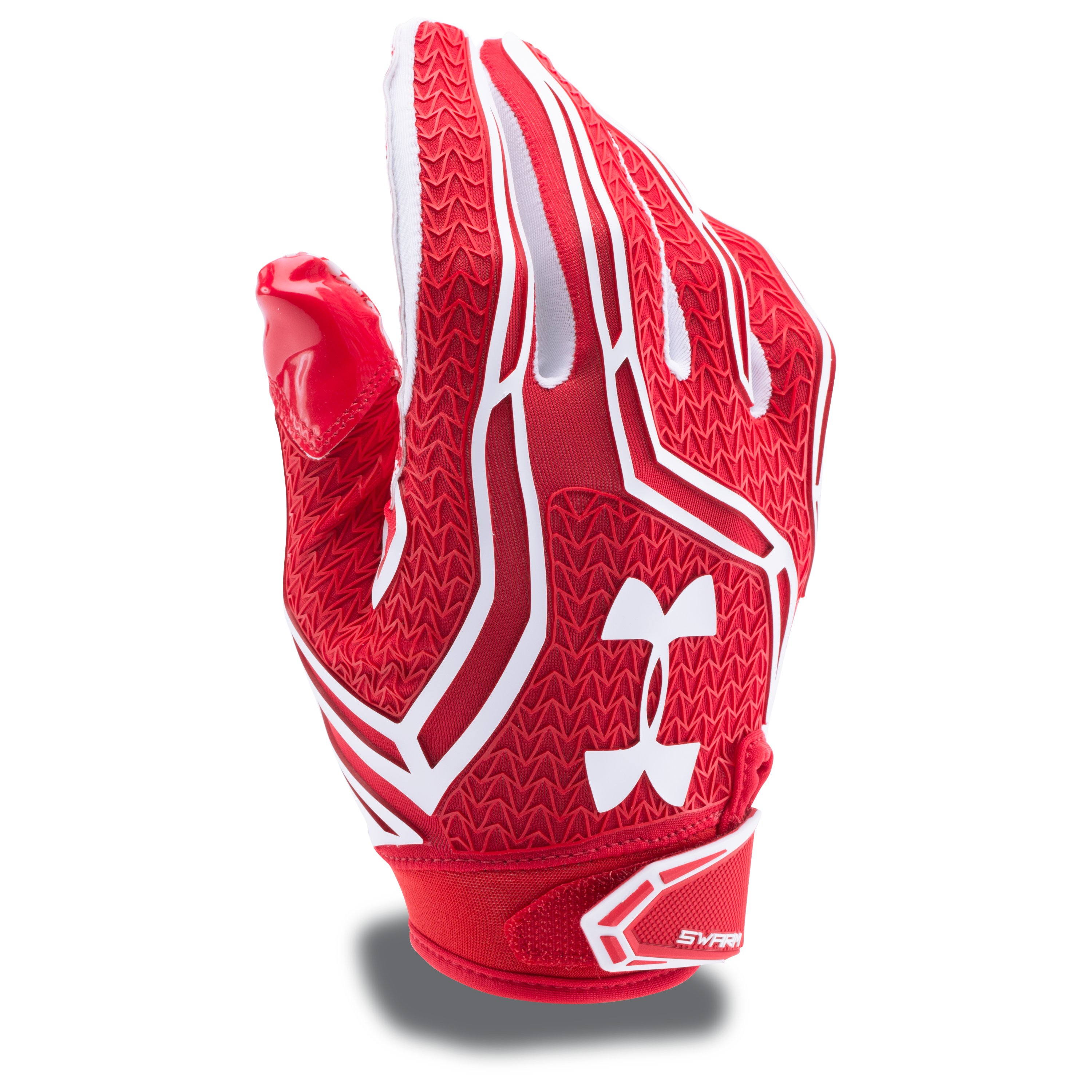 red and white under armour football gloves