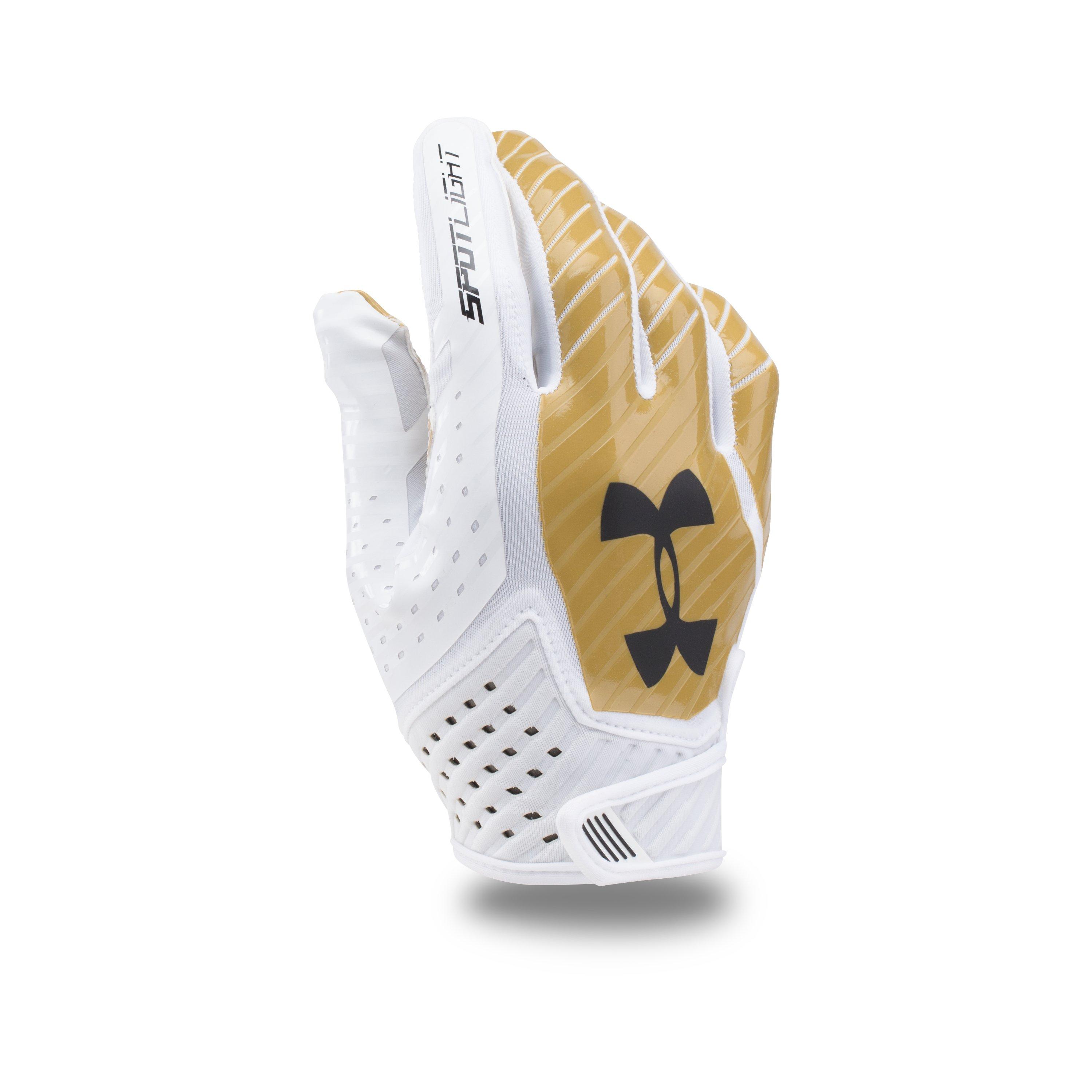 Under Armour Neoprene Men's Ua Spotlight Football Gloves in White/Metallic  Gold (Metallic) for Men | Lyst