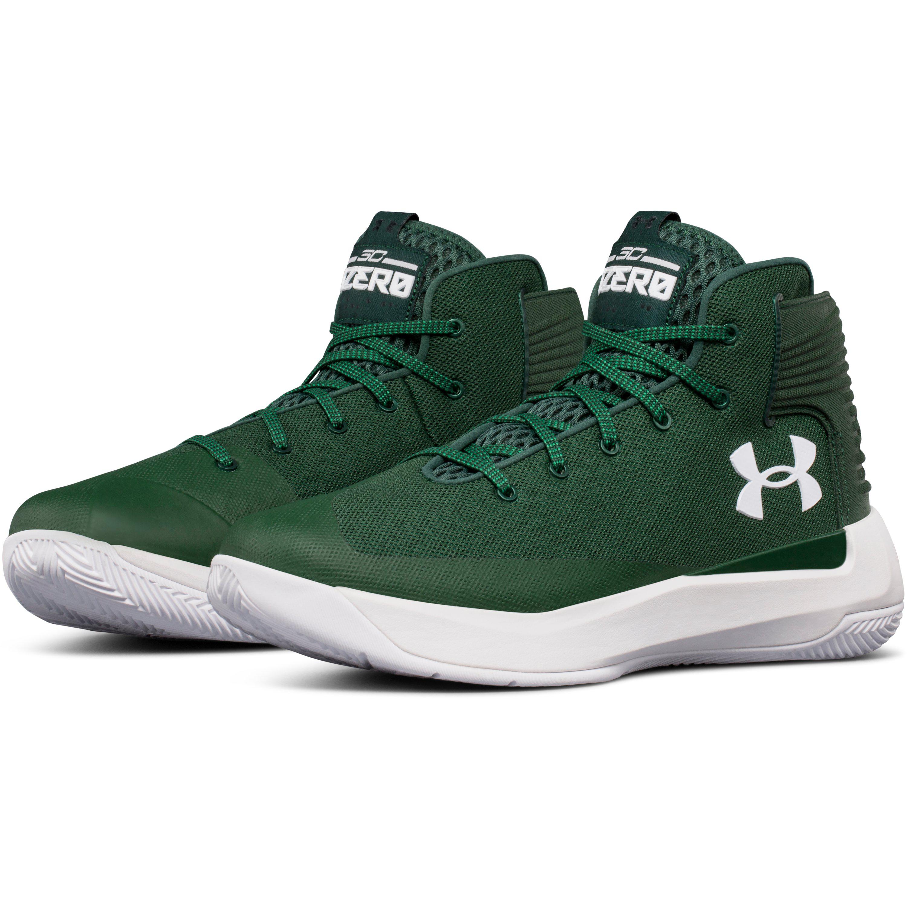 Men's Under Armour Curry 3 Zero Basketball Shoes Mid Top Green White Sneakers 