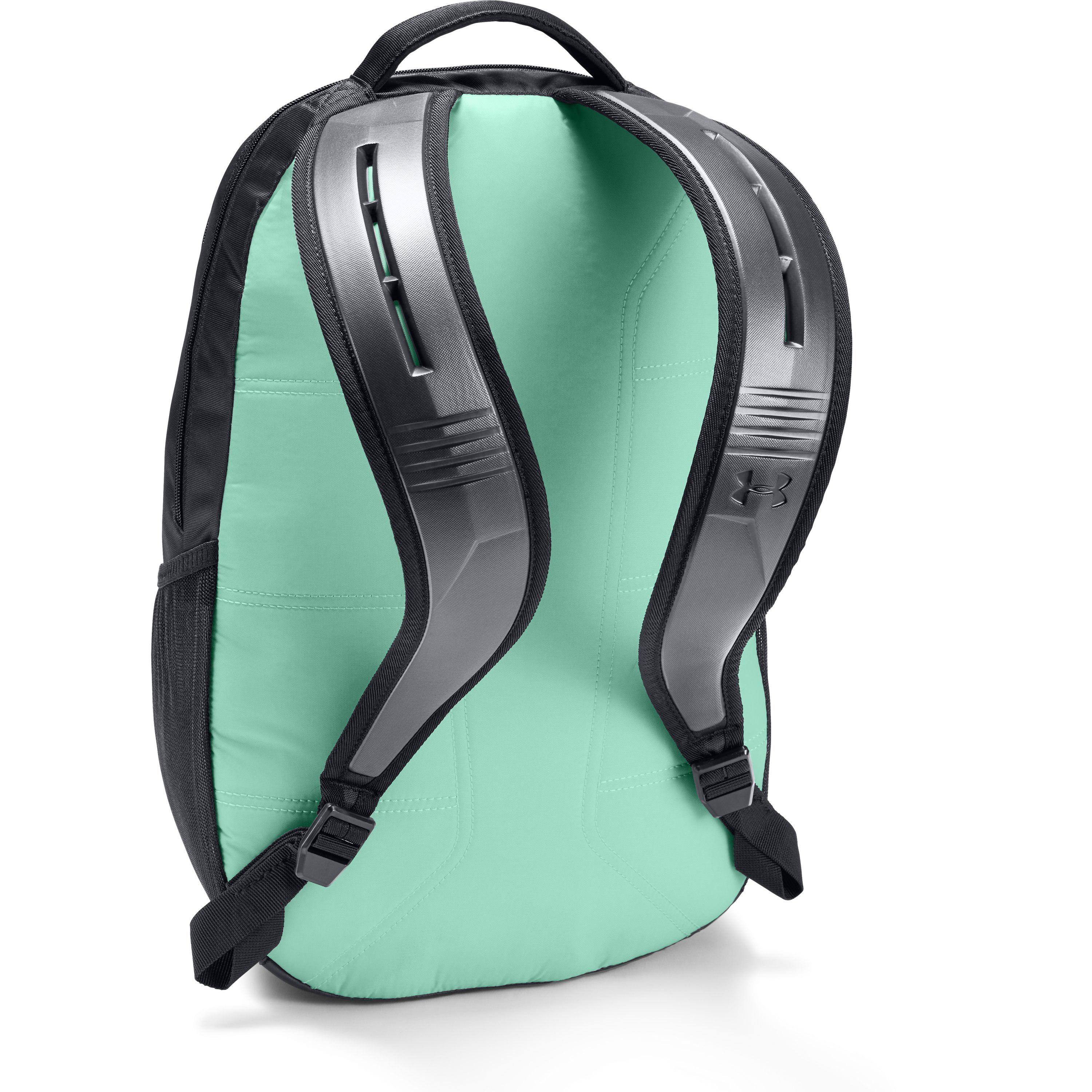 teal and black under armour backpack