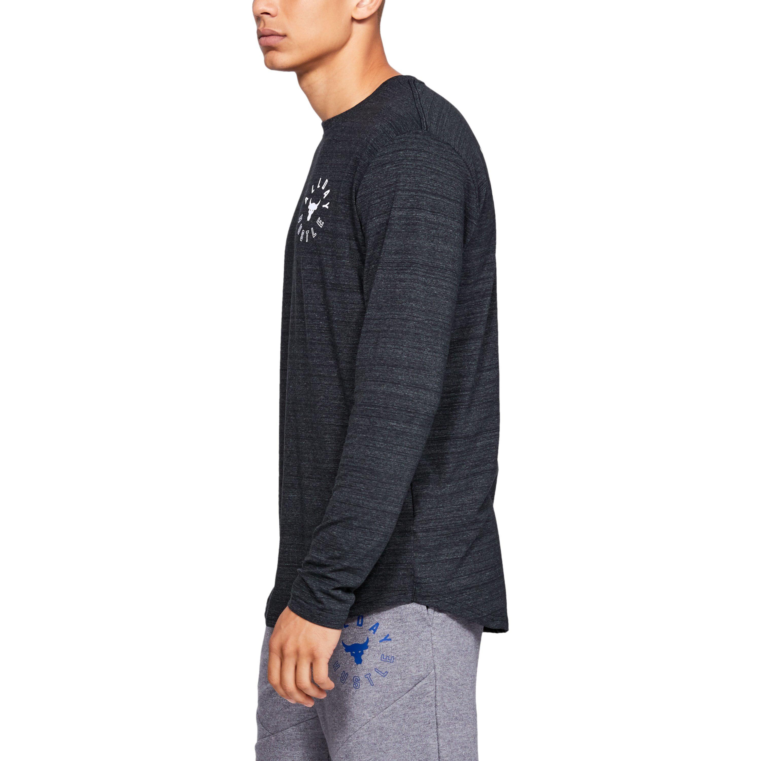 Respetuoso del medio ambiente orden Proverbio Under Armour Men's Black Project Rock All Day Hustle Graphic Long Sleeve  Shirt