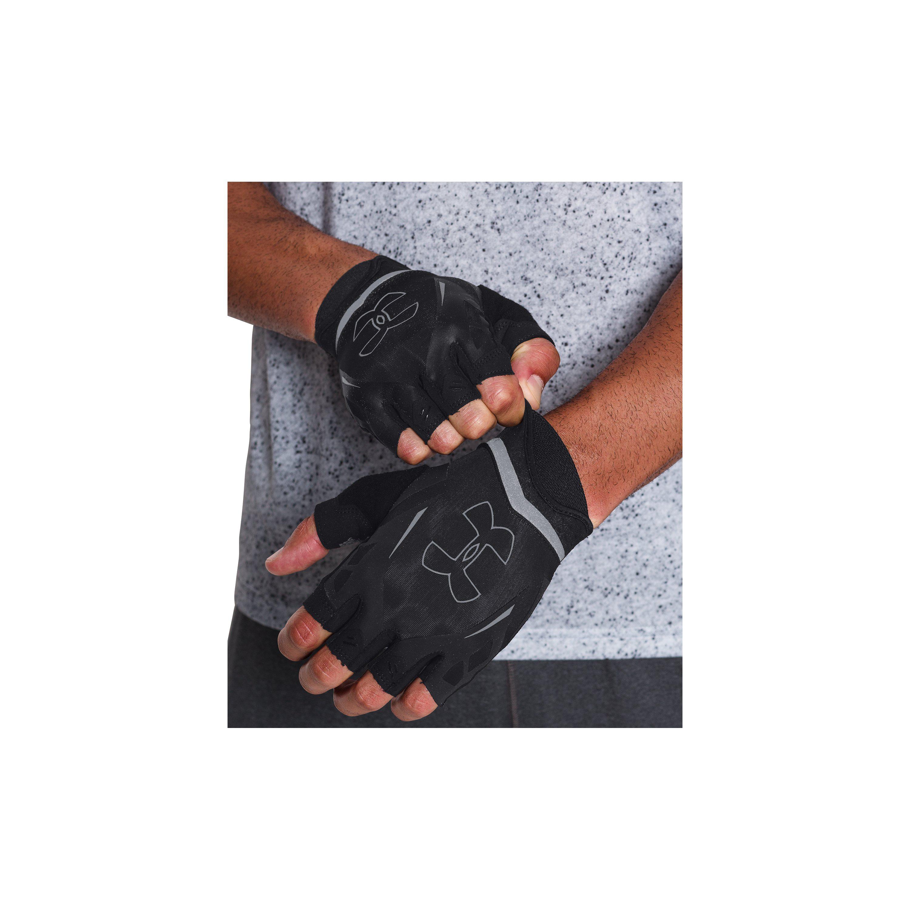Under Armour Leather Men's Ua Flux Half-finger Training Gloves in  Black/Metallic Pewter/Metallic p (Black) for Men | Lyst