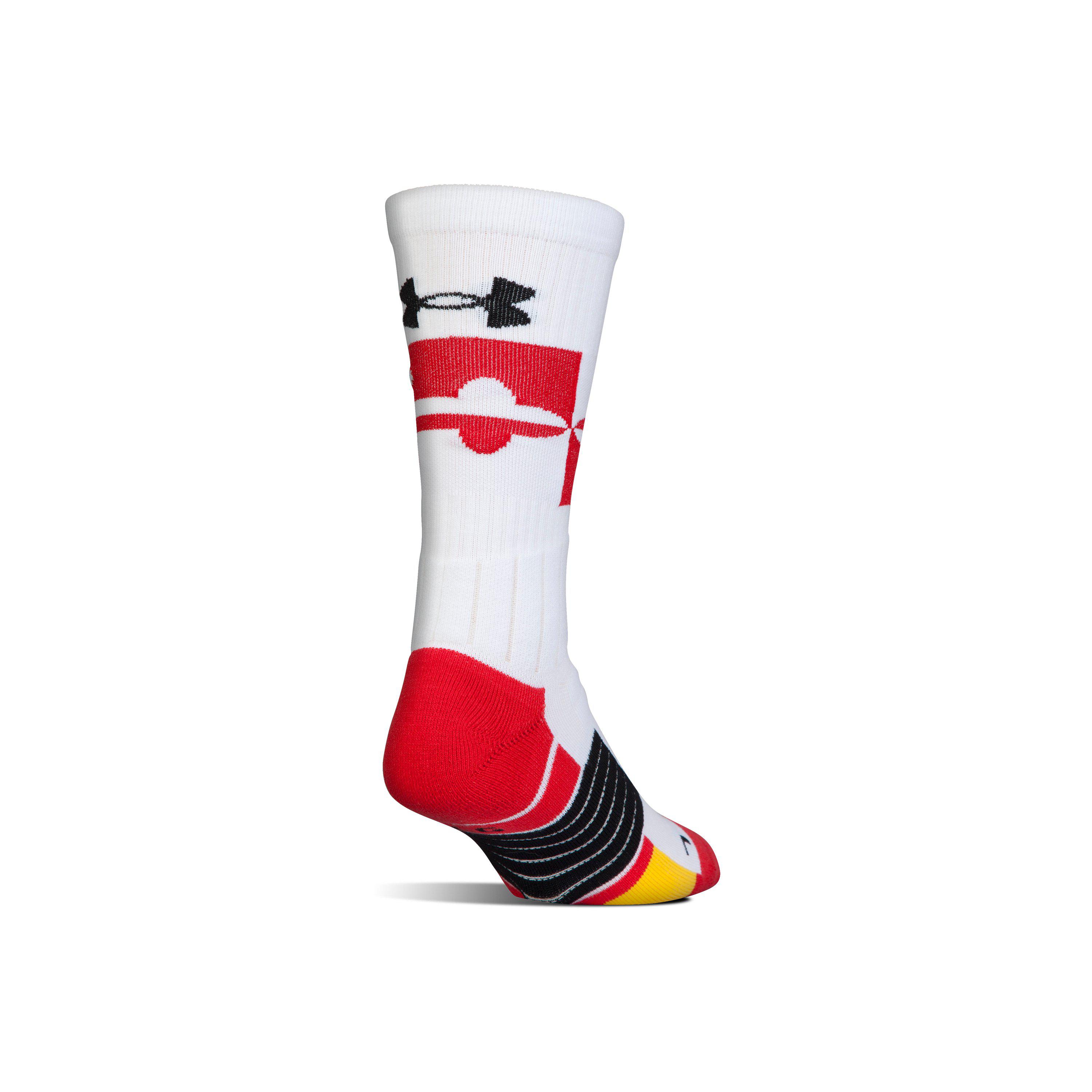 Under Armour Ua Unrivaled Maryland Crew Socks in White/ (Red) for Men