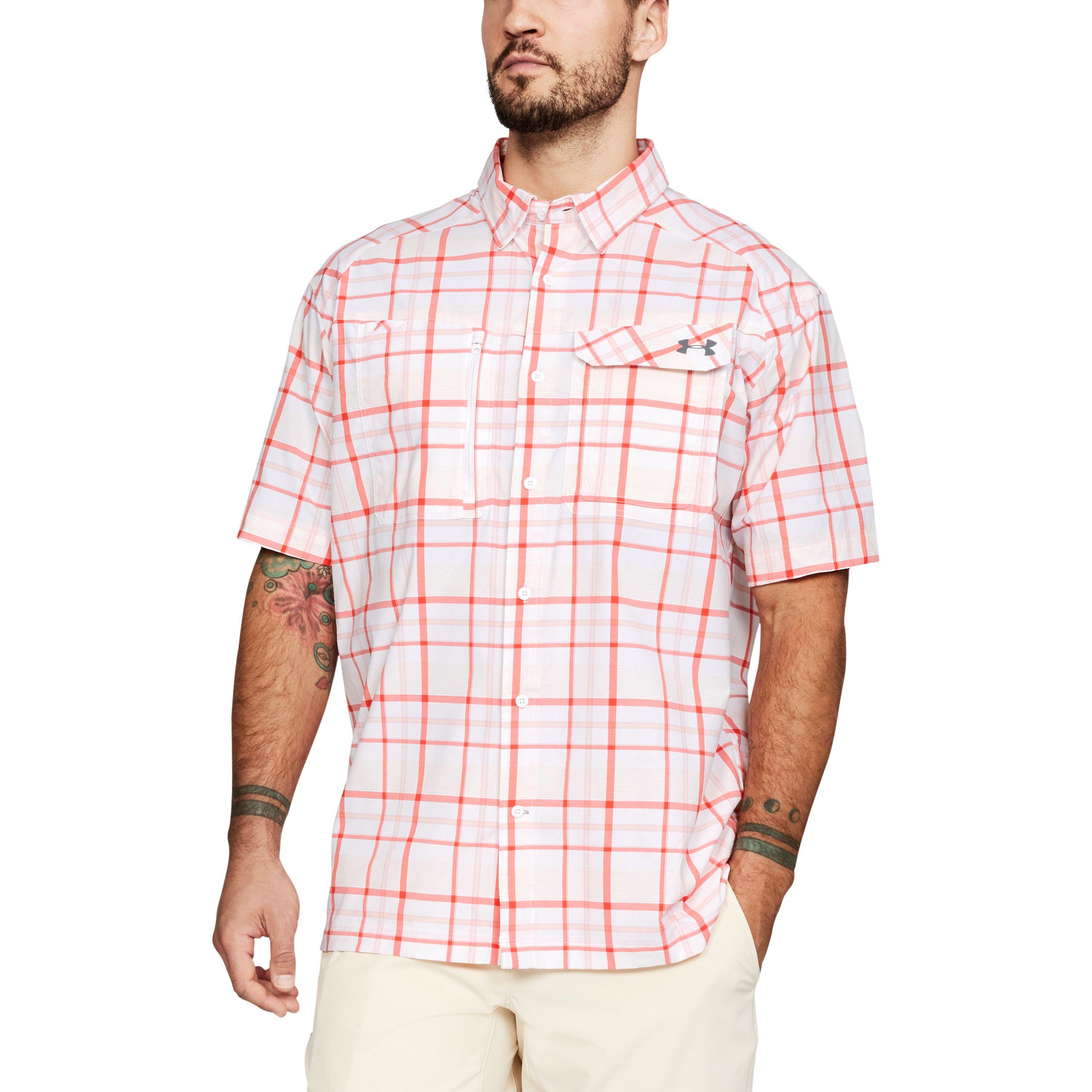 Under armour men's fish hunter plaid hot sale short sleeve