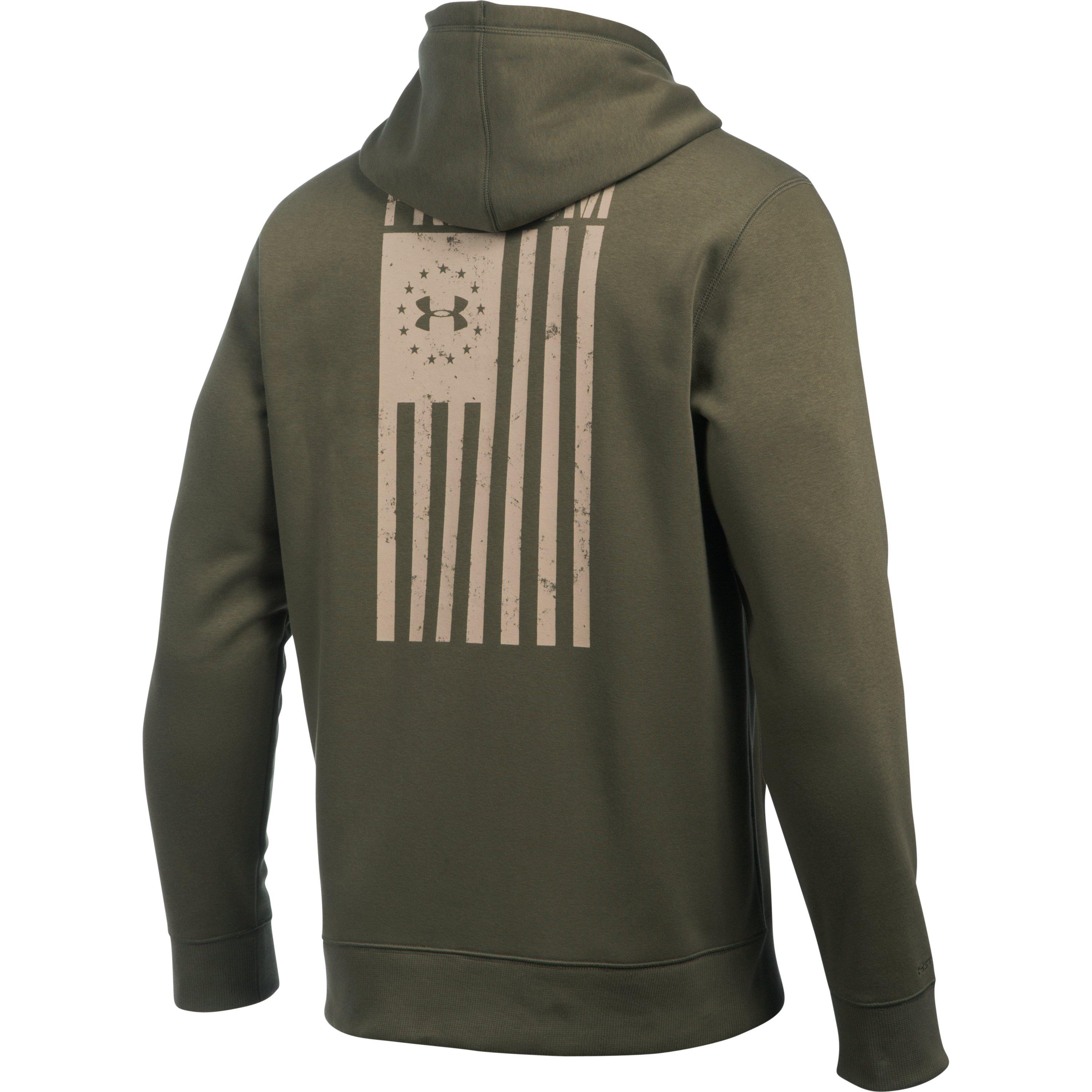 Under Armour Cotton Men's Ua Freedom Flag Hoodie in Marine od Green
