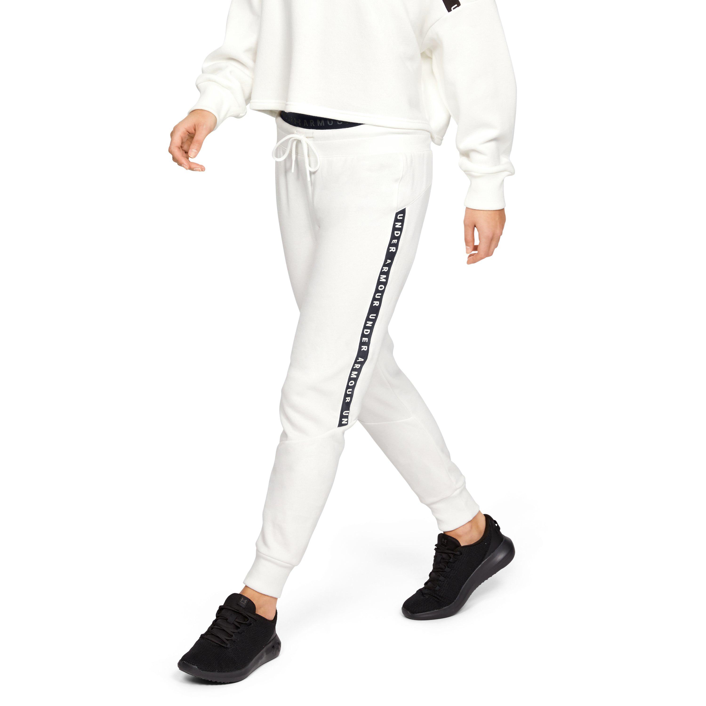 women's ua fleece taped wordmark pants