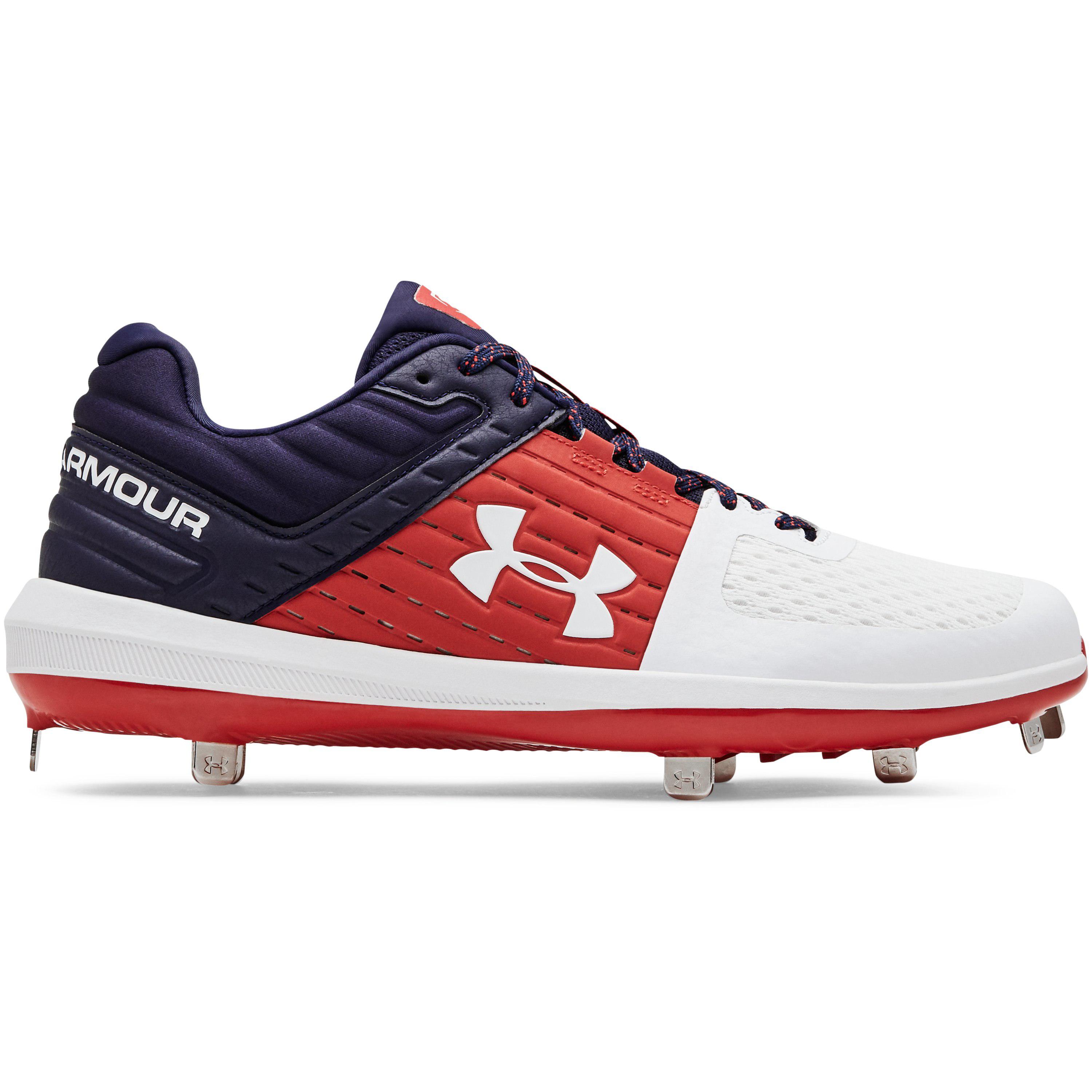 Under Armour Men's Ua Yard Low St Baseball Cleats in Navy/Red (Red 