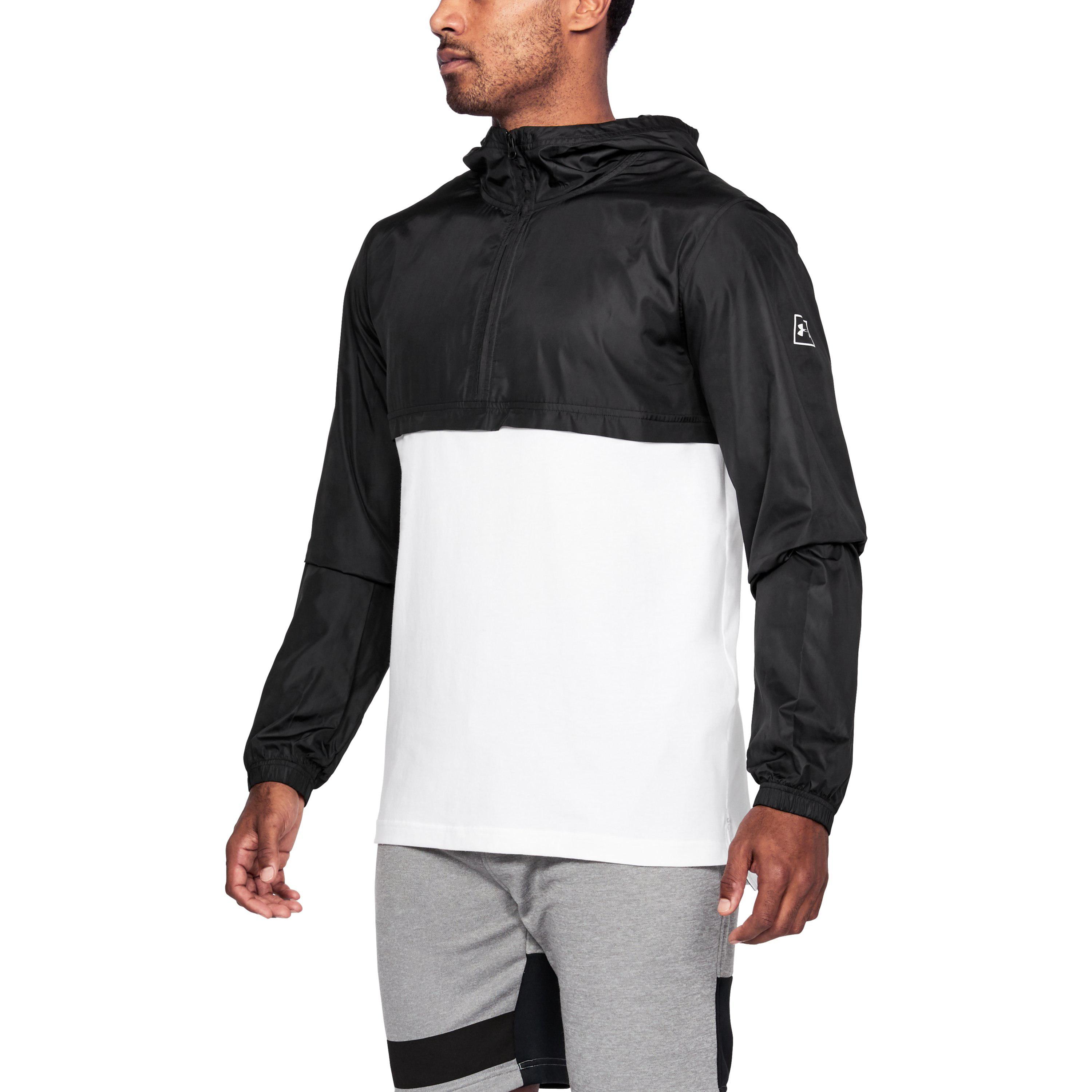 black and white under armour windbreaker
