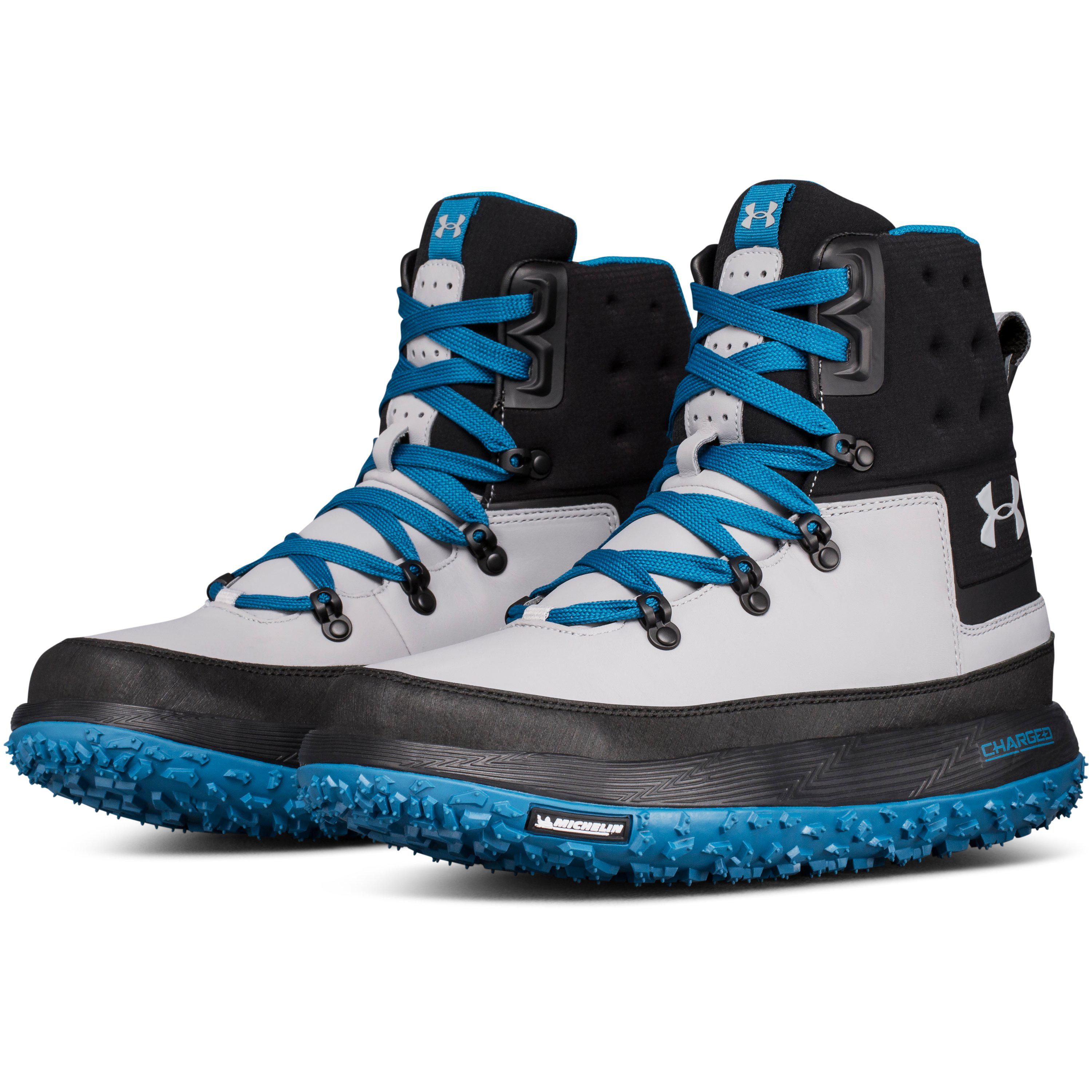 Under Armour Leather Men's Ua Fat Tire Govie Hiking Boots in Blue for ...
