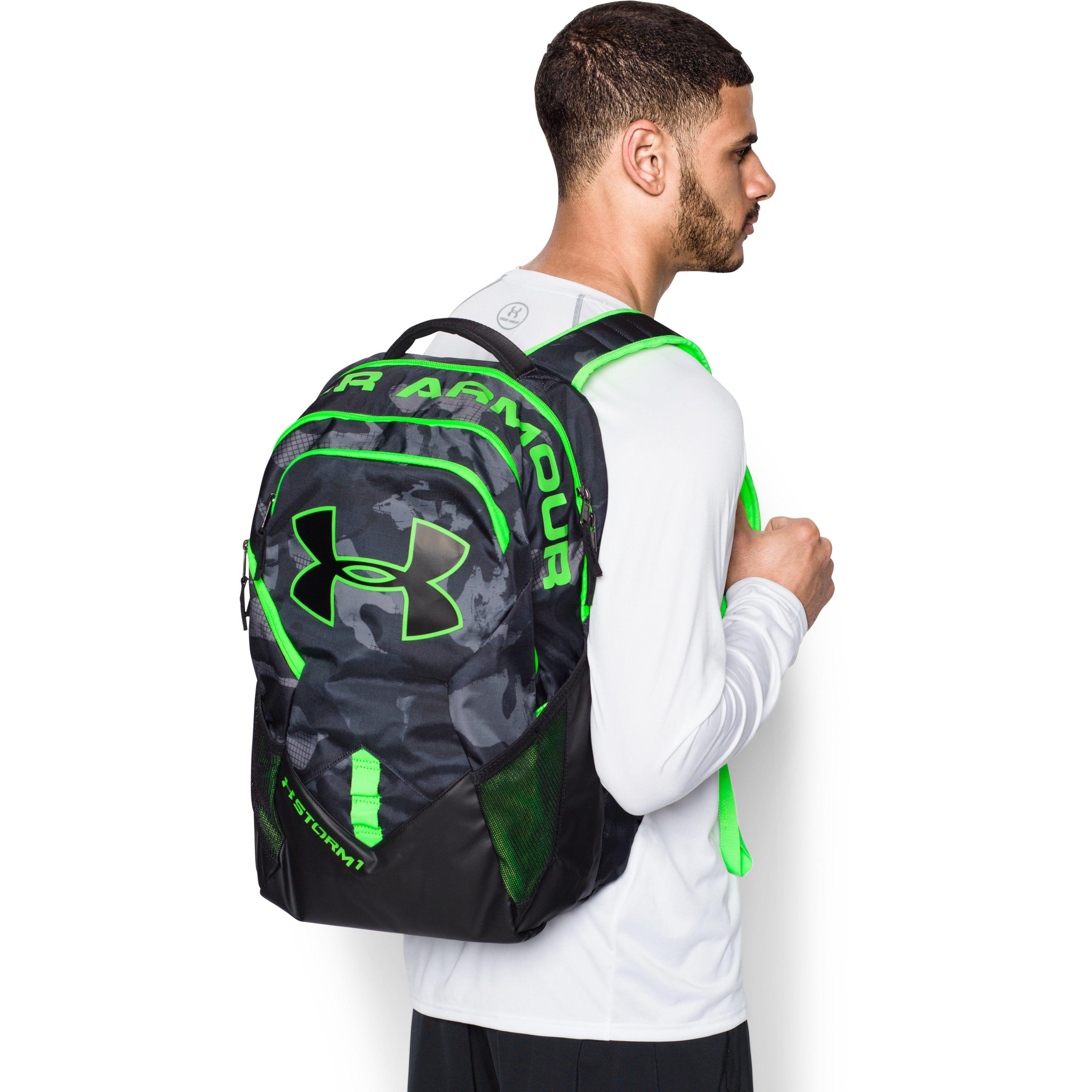 Under Armour Ua Storm Big Logo Iv Backpack in Black /Graphite (Green) for  Men | Lyst