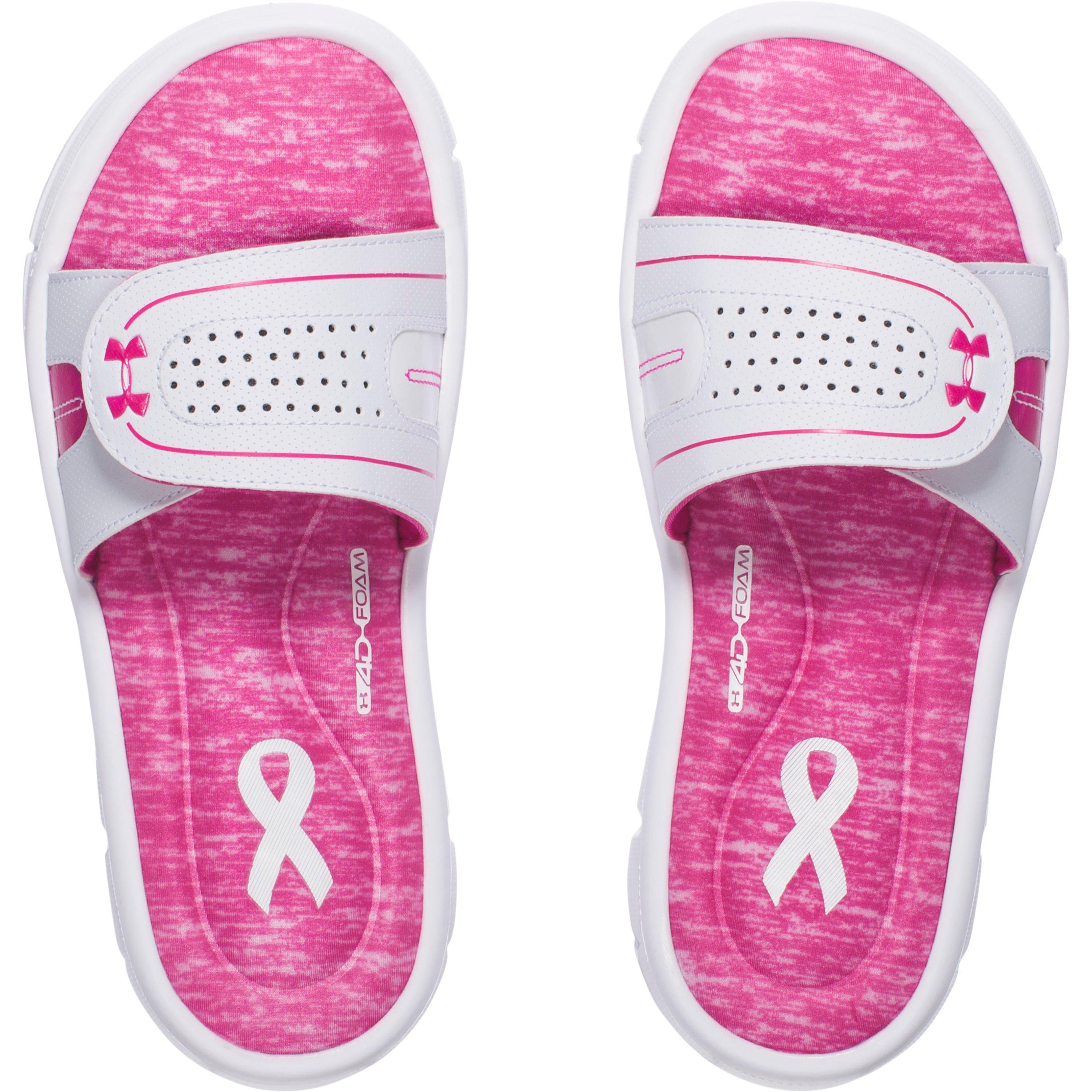 under armour pink slides