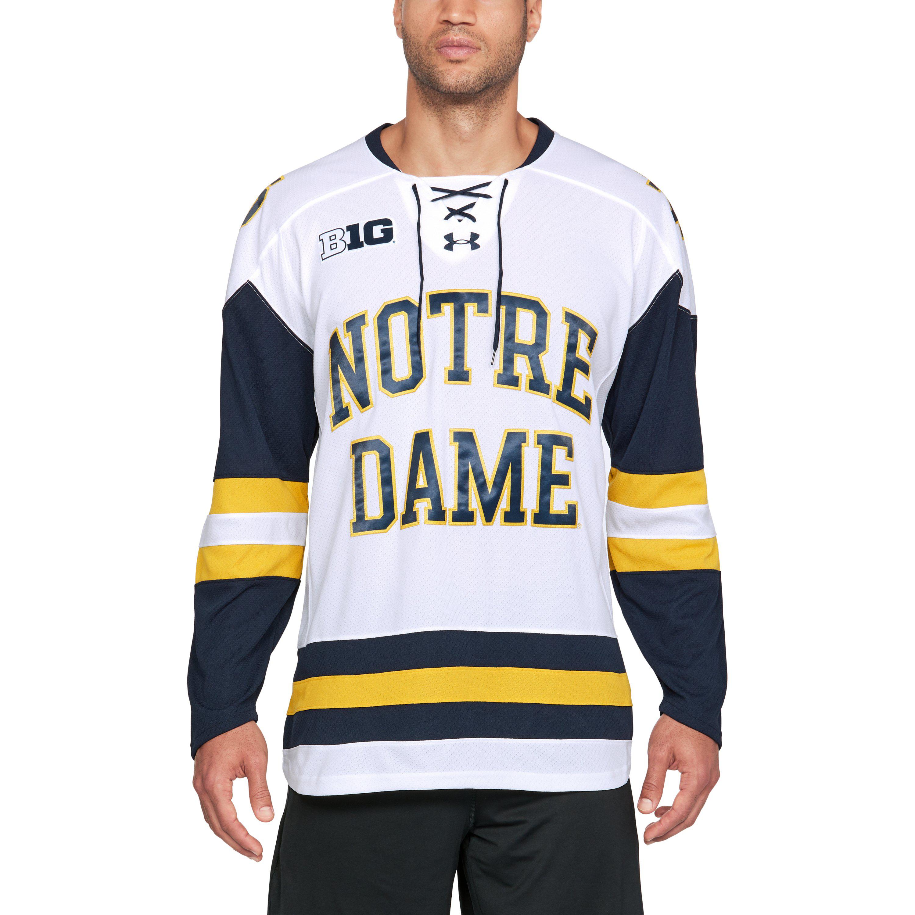 Notre Dame Navy V-Neck Pro Plain Blank Hockey Jerseys