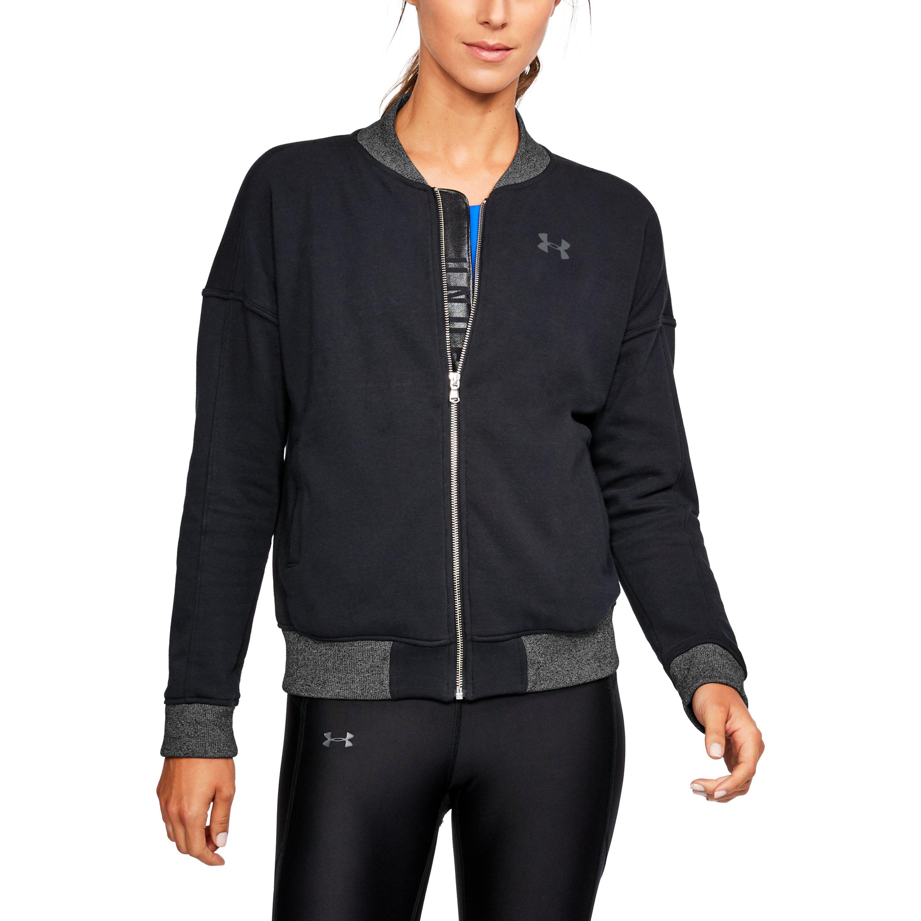 Under Armour Womens Threadborne Fleece Bomber,Black