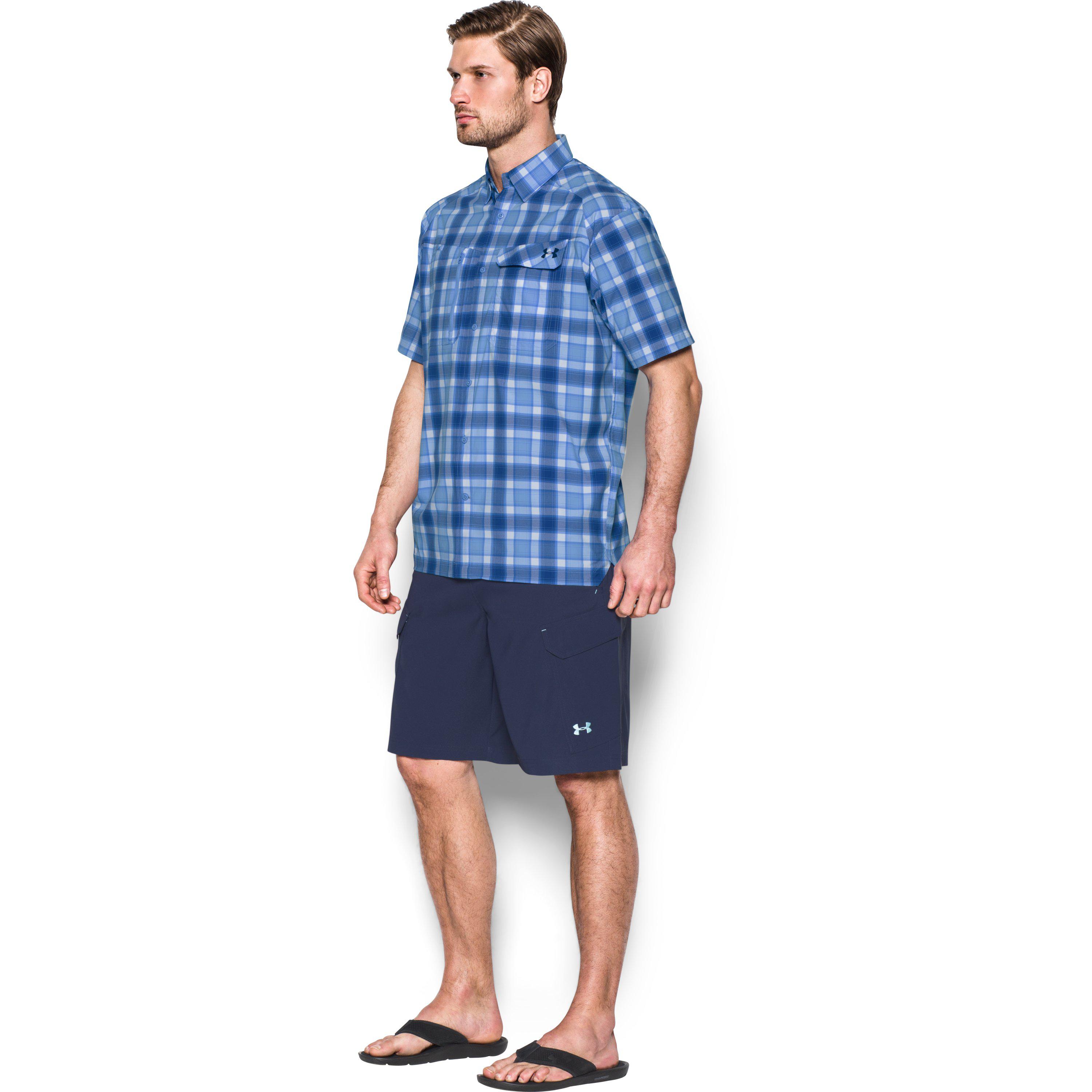 under armour men's fish hunter plaid short sleeve