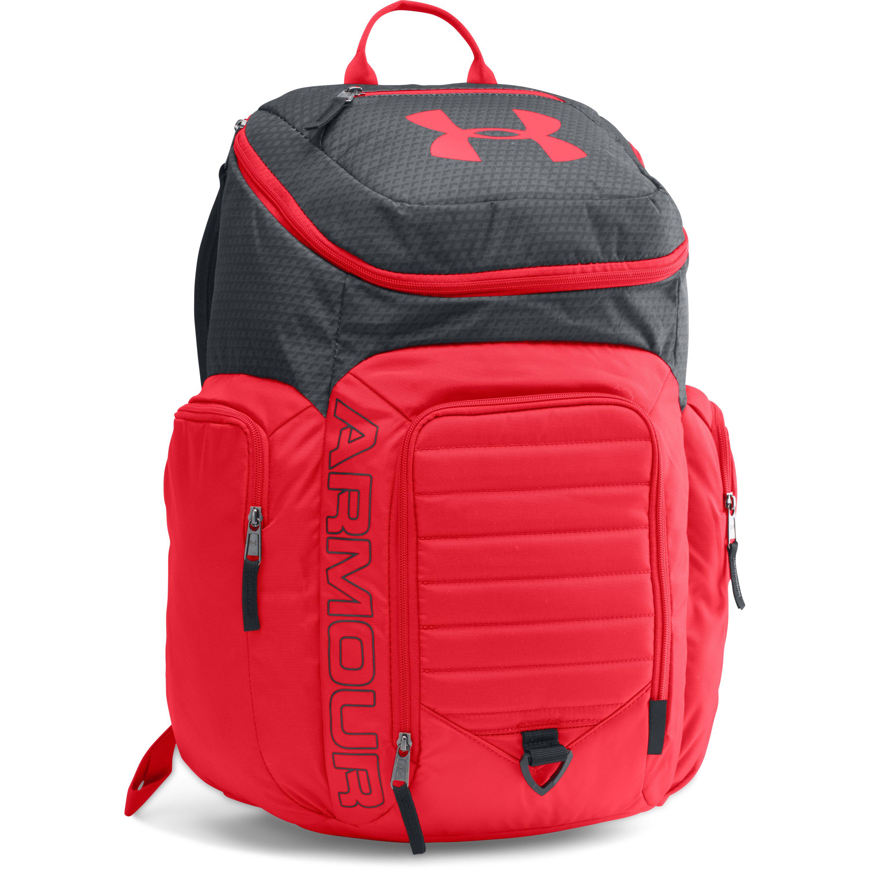 Under Armour Storm Backpack Red Laptop Sleeve Zipped Water Repellent Rucksack UA 