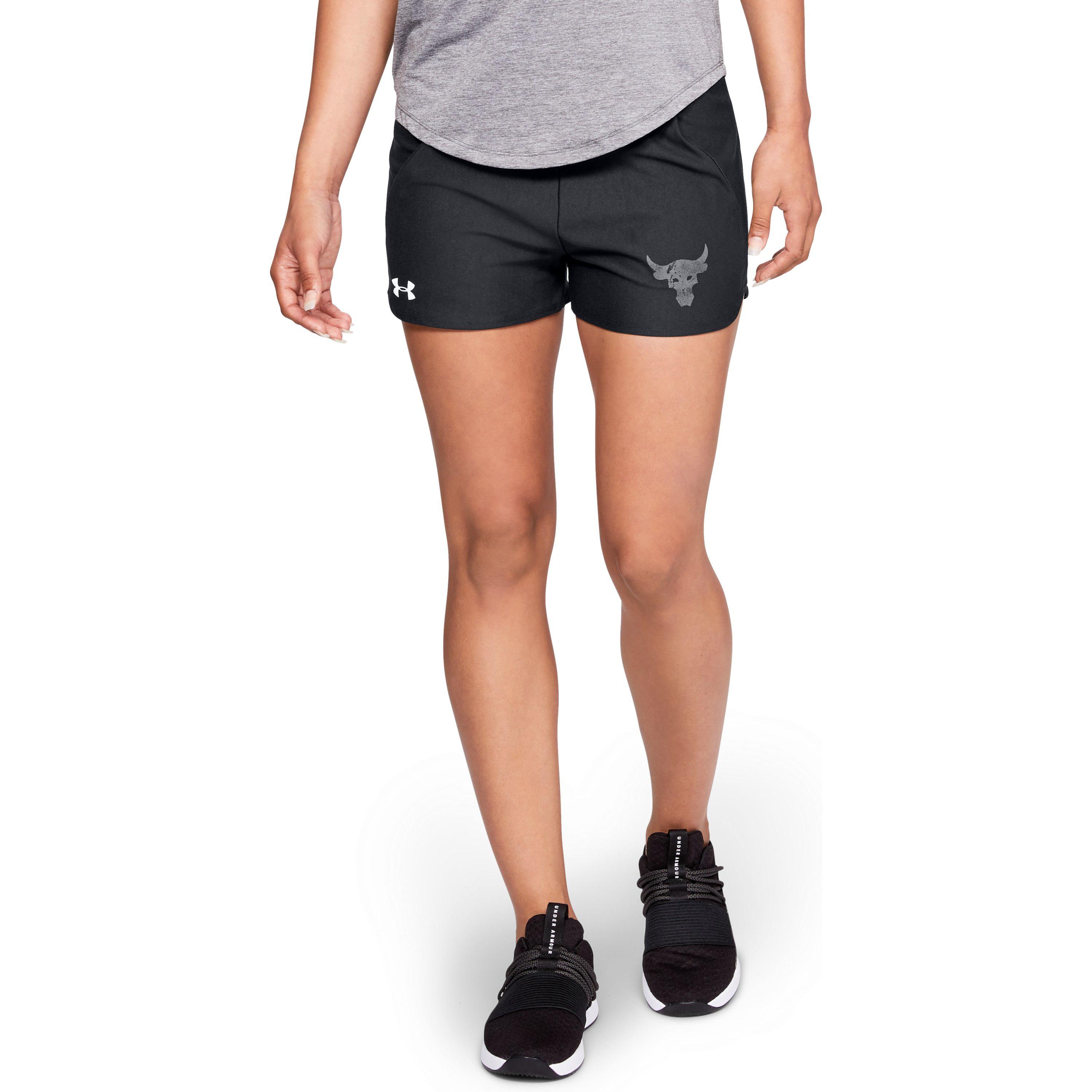 Under Armour Women's Ua X Project Rock Bull Graphic Play Up Shorts in Black  | Lyst