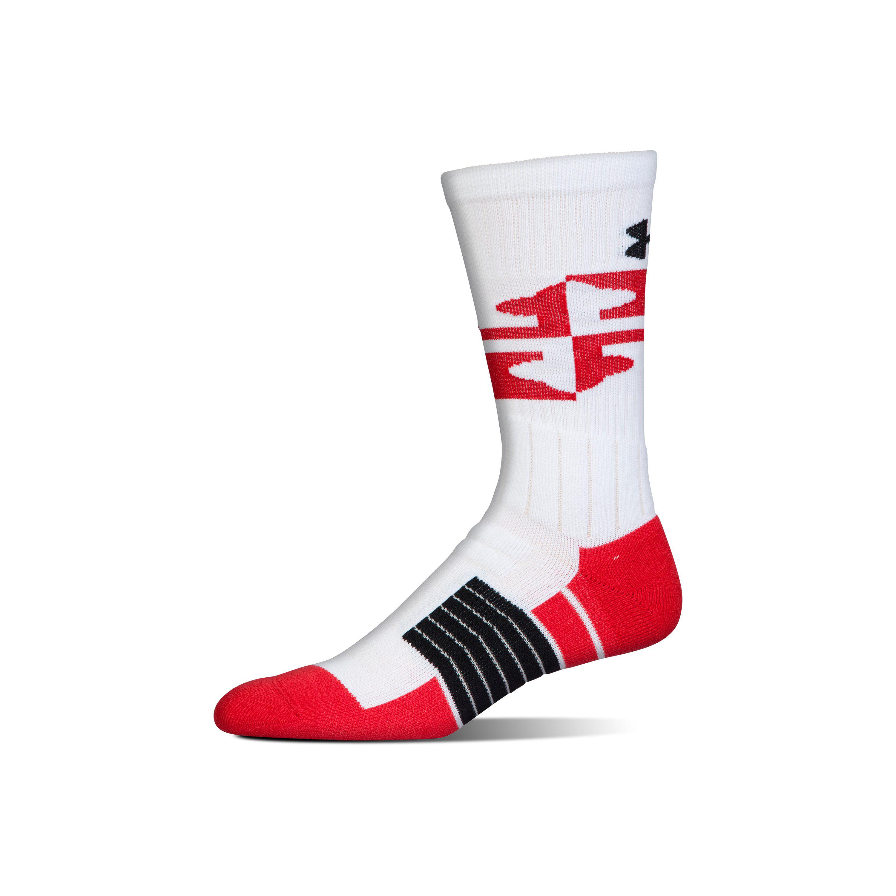 Under Armour Ua Unrivaled Maryland Crew Socks in White/ (Red) for Men