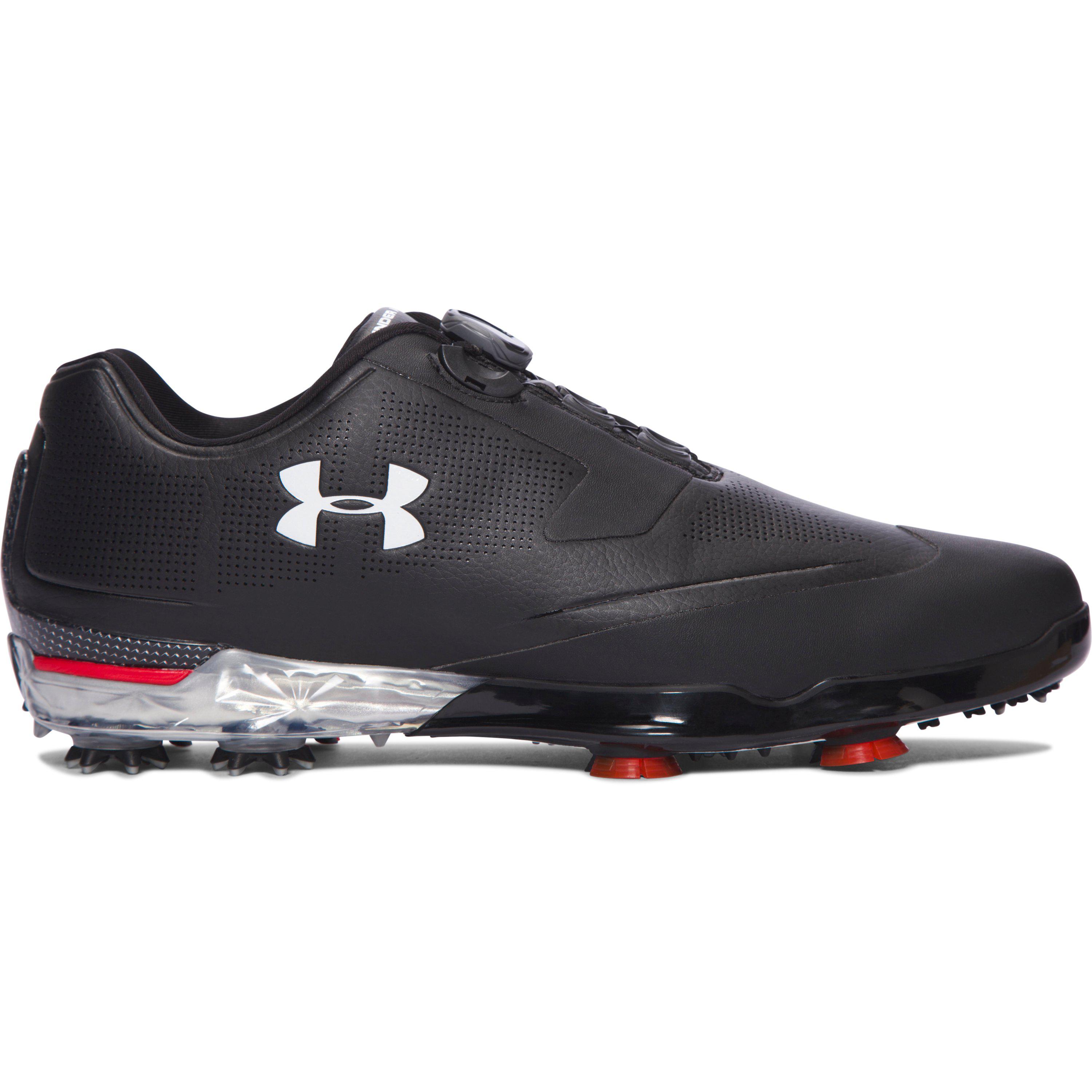 Under Armour Men's Ua Tour Tips Boatm Golf Shoes in Black /Red (Black