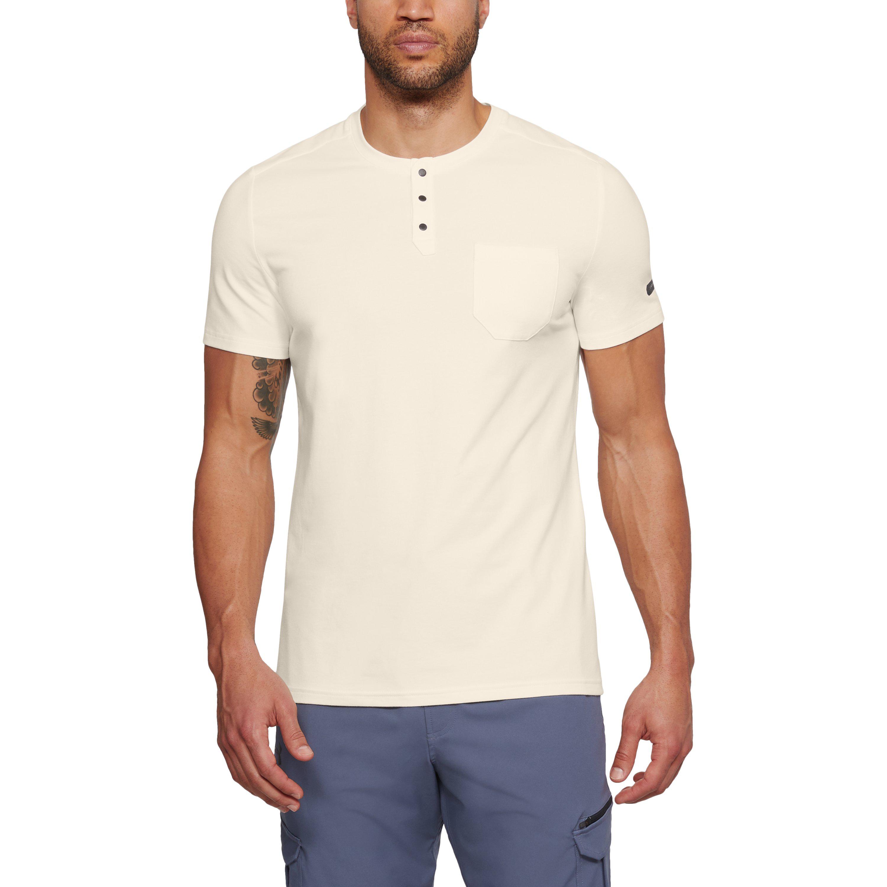 Under Armour Cotton Mens Ua Unstoppable Short Sleeve Henley In White