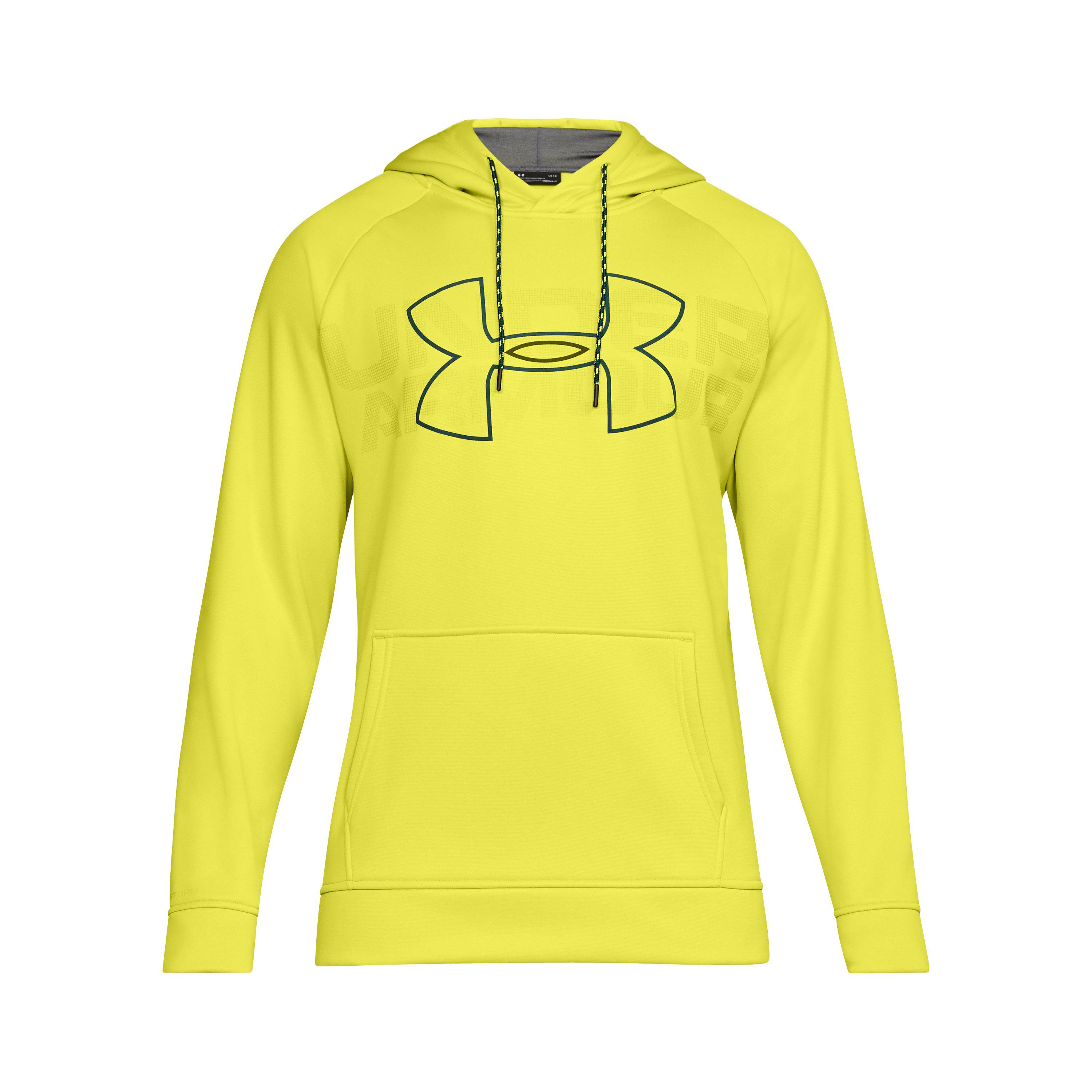 mens yellow under armour hoodie