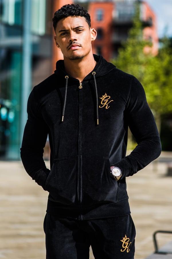 gym king black and gold tracksuit