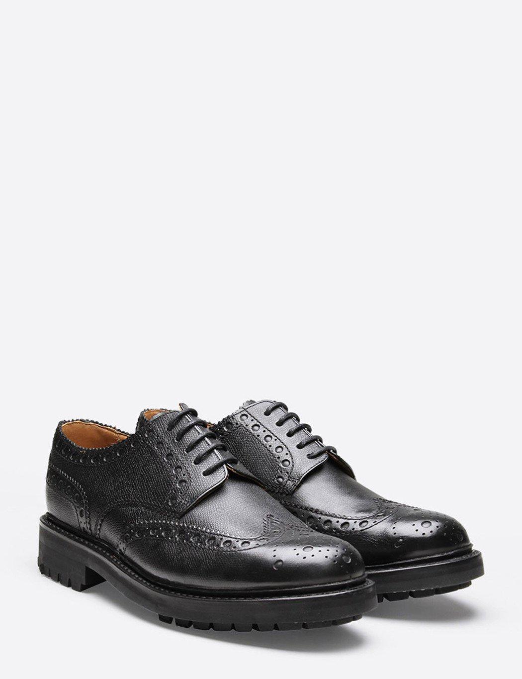 Grenson Leather Archie Commando Sole Brogue Shoes in Black Grenson Leather Archie Commando Sole Brogue Shoes in Black